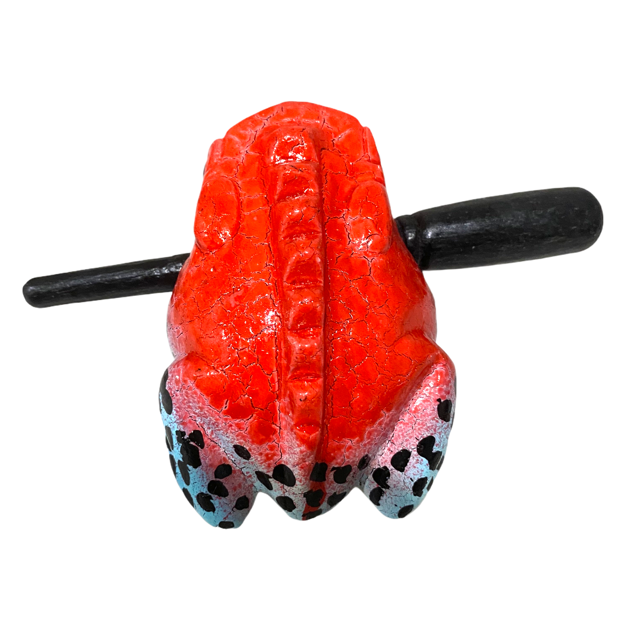 3" Wooden Musical Frog - Red Dart Design (percussion Instrument)