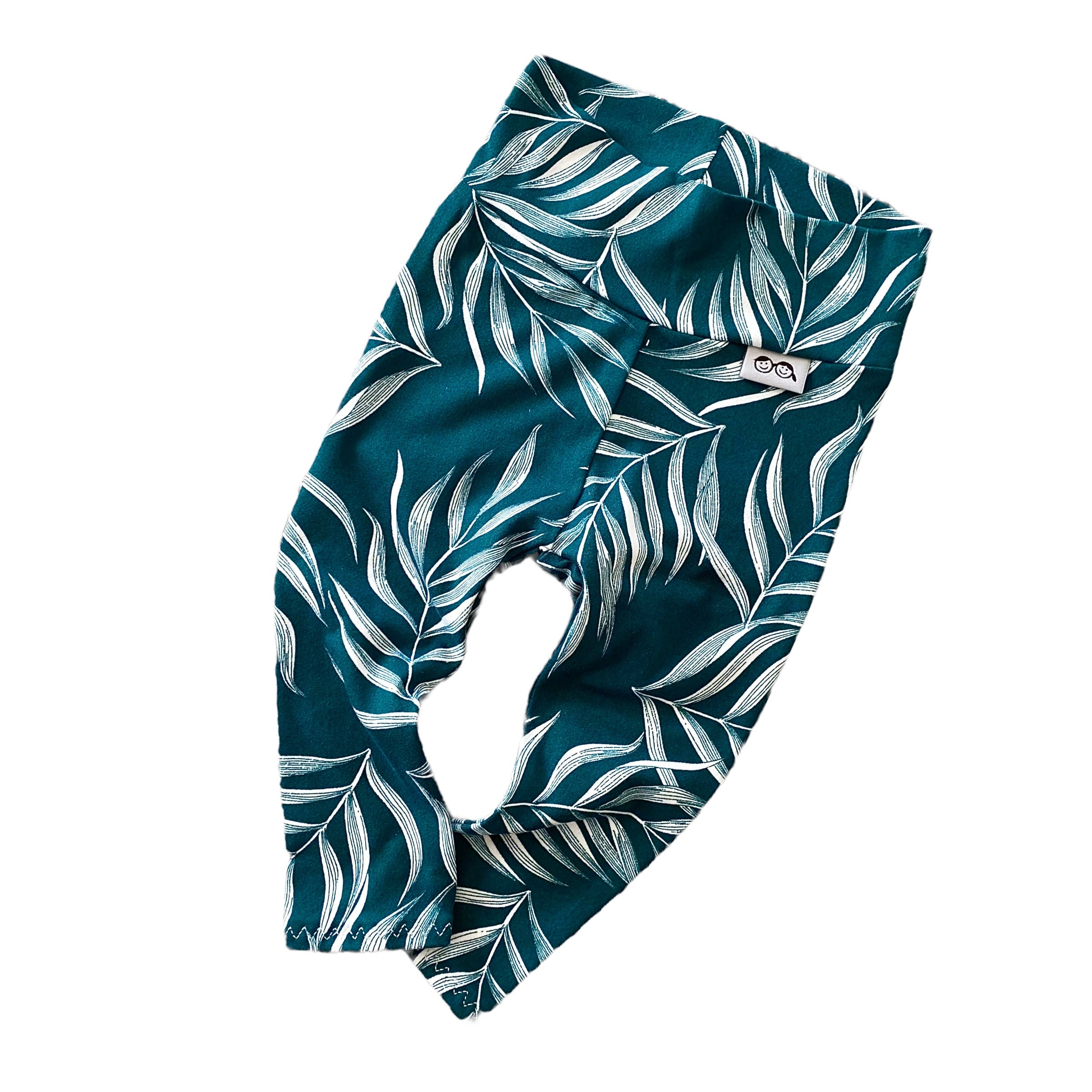 Ocean Teal Pampas Leaves Leggings