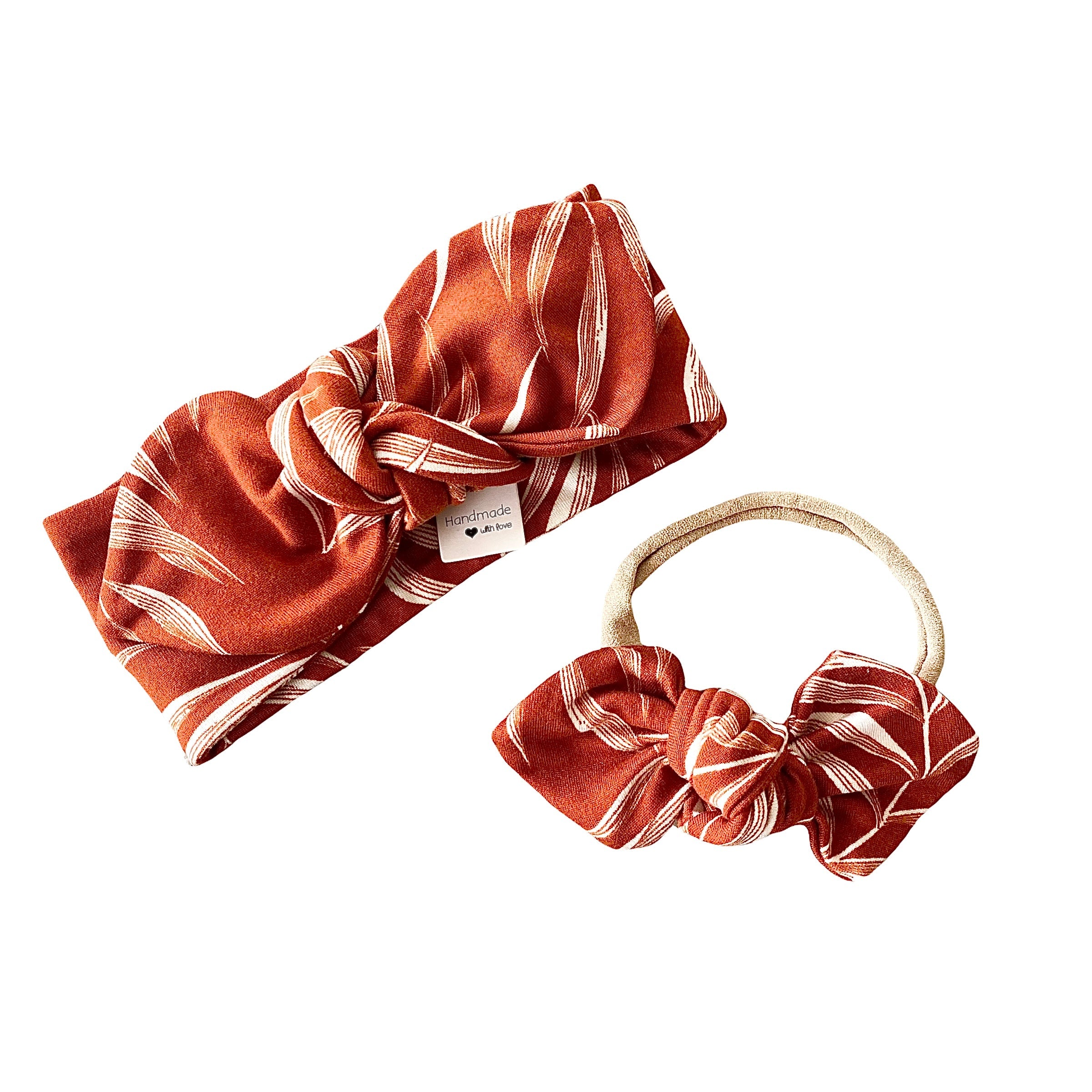 Burnt Orange Pampas Leaves Headbands