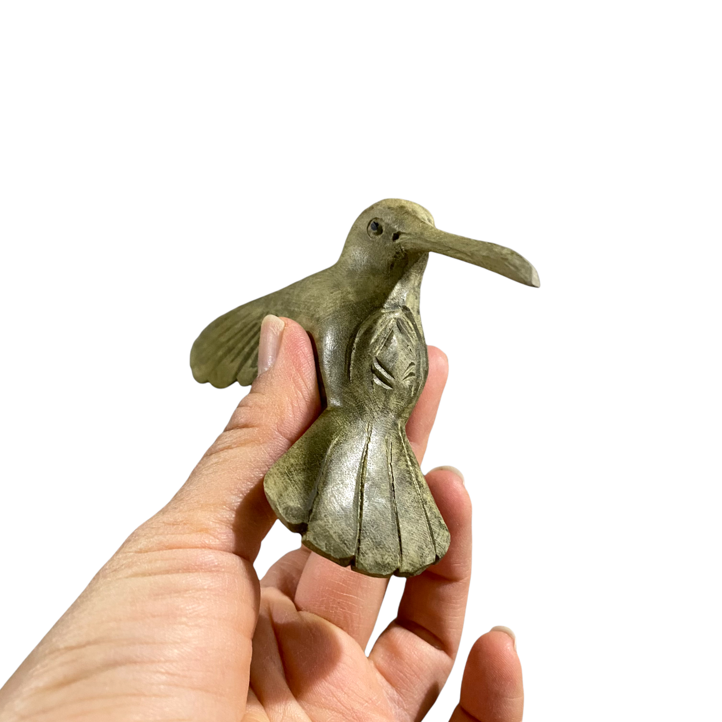 Green Wood Hummingbird Figurine Decoration