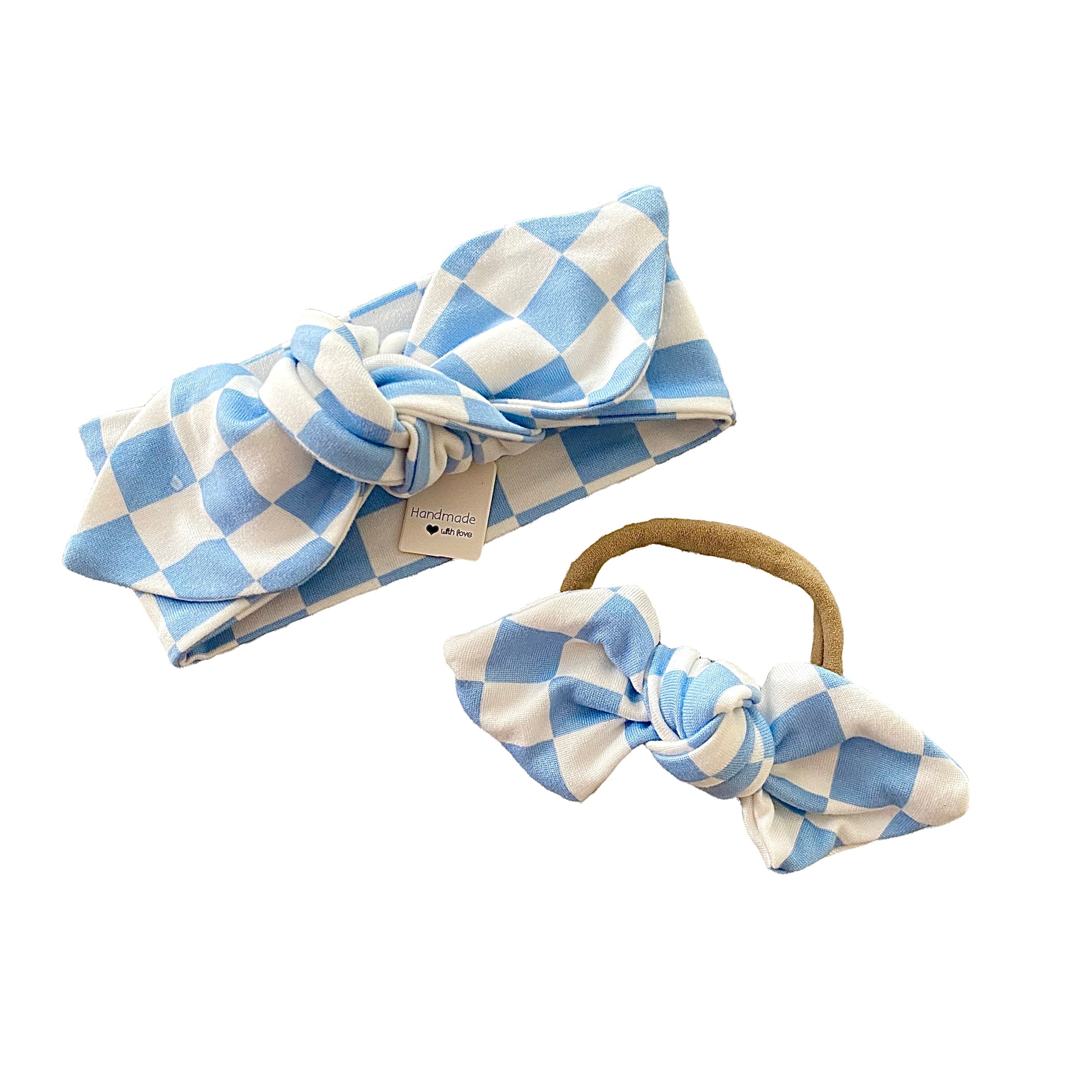 Blue Retro Checkered Headbands