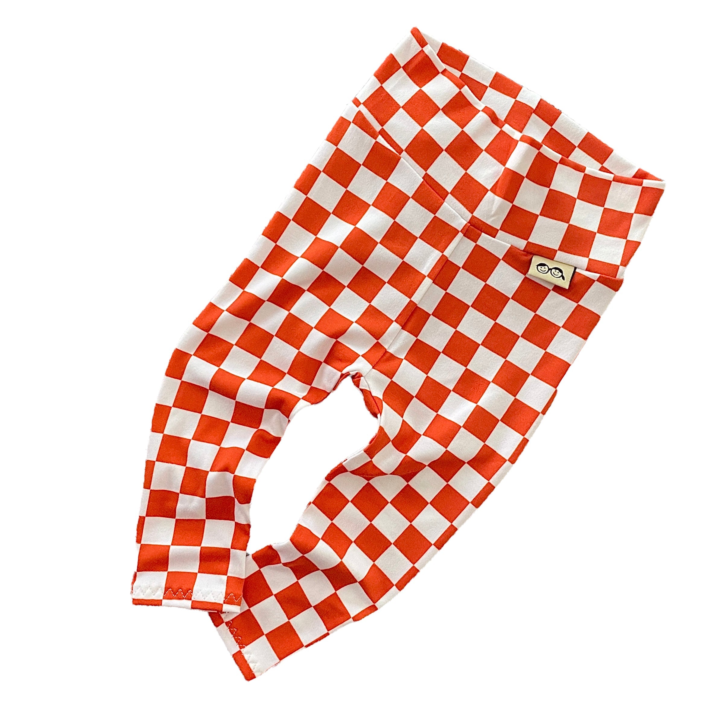 Orange Retro Checkered Leggings