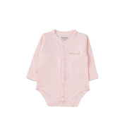 Hello World Long Sleeve Snapped Bodysuit, Pink
