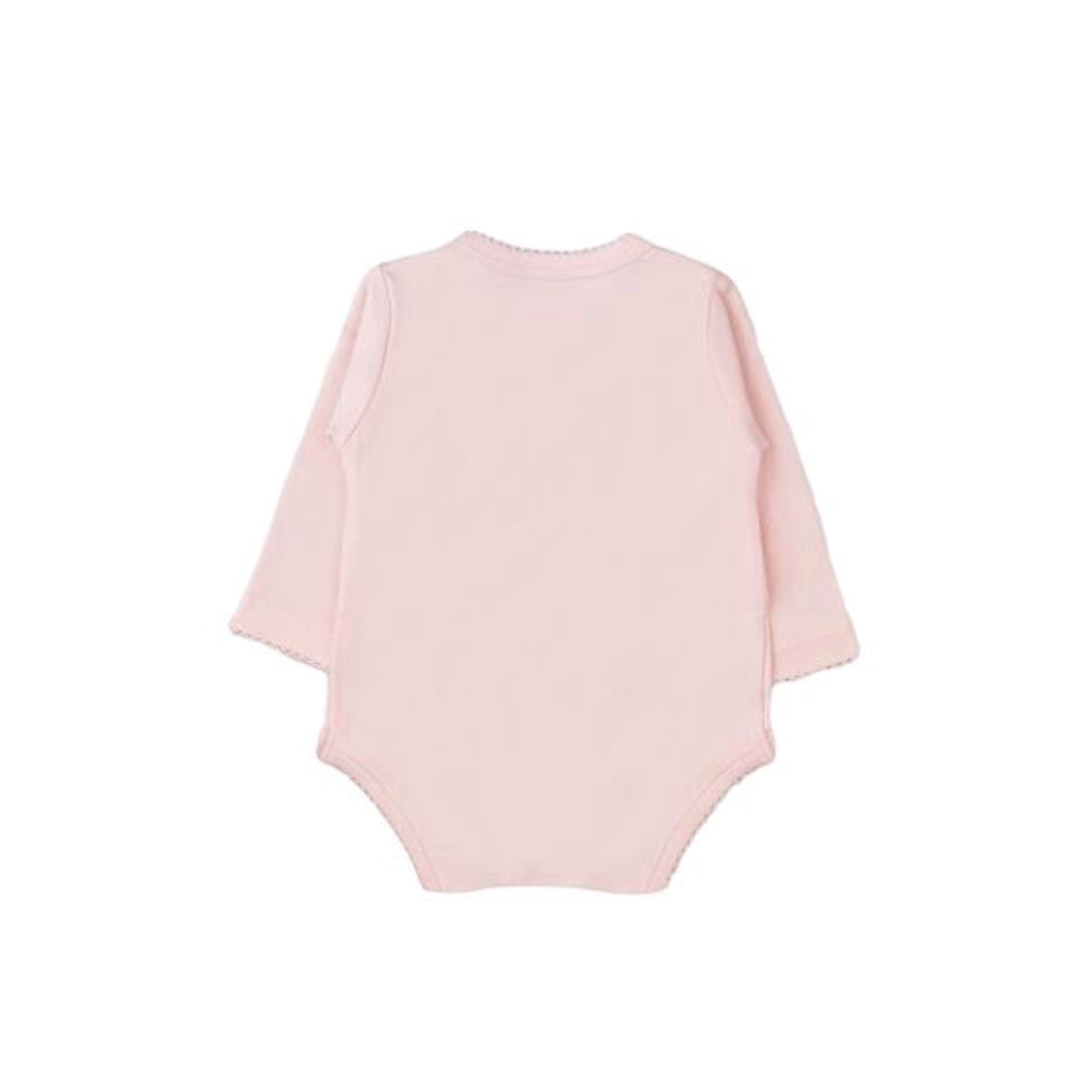 Hello World Long Sleeve Snapped Bodysuit, Pink