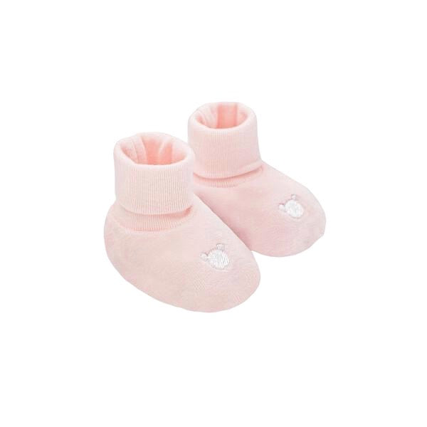 Logo Velvet Booties, Pink. Newborn