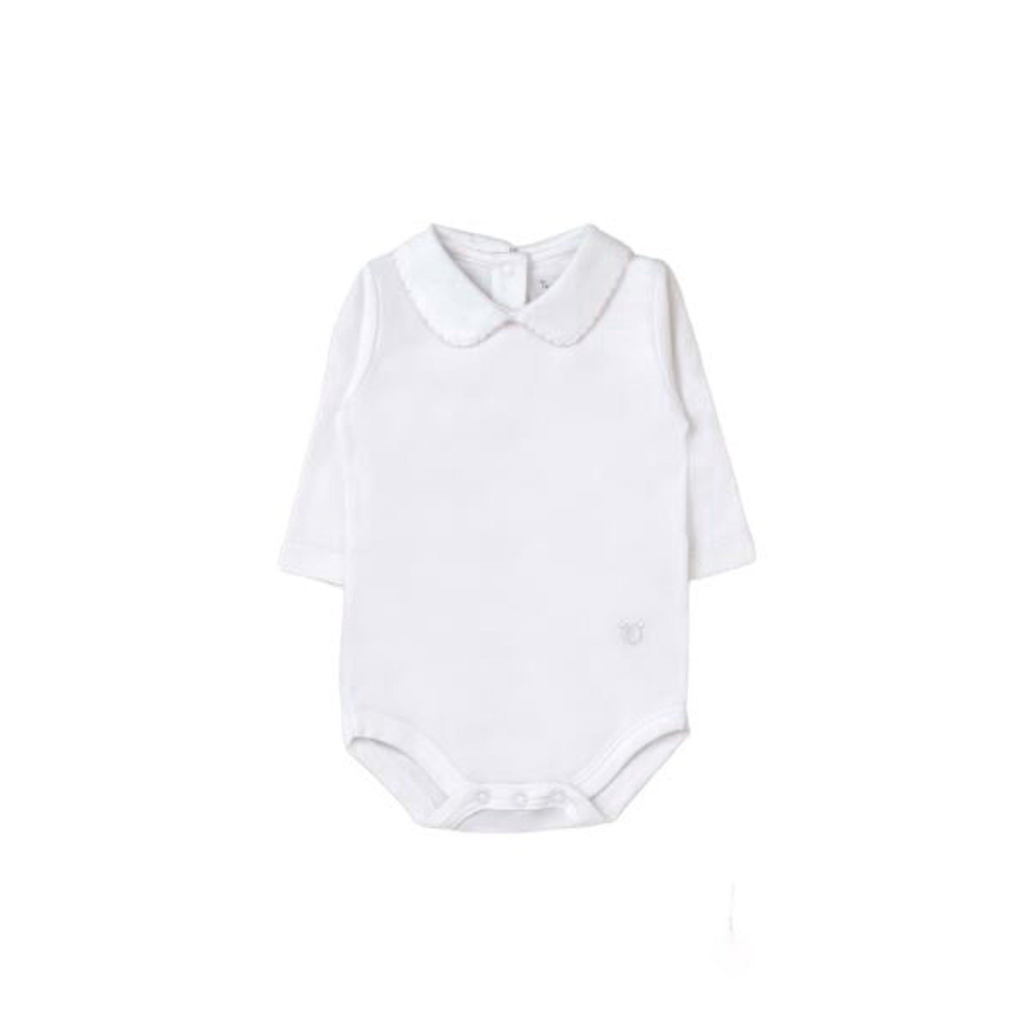 Tcbaby Longsleeve Bebe Collar Bodysuit, White & Blue