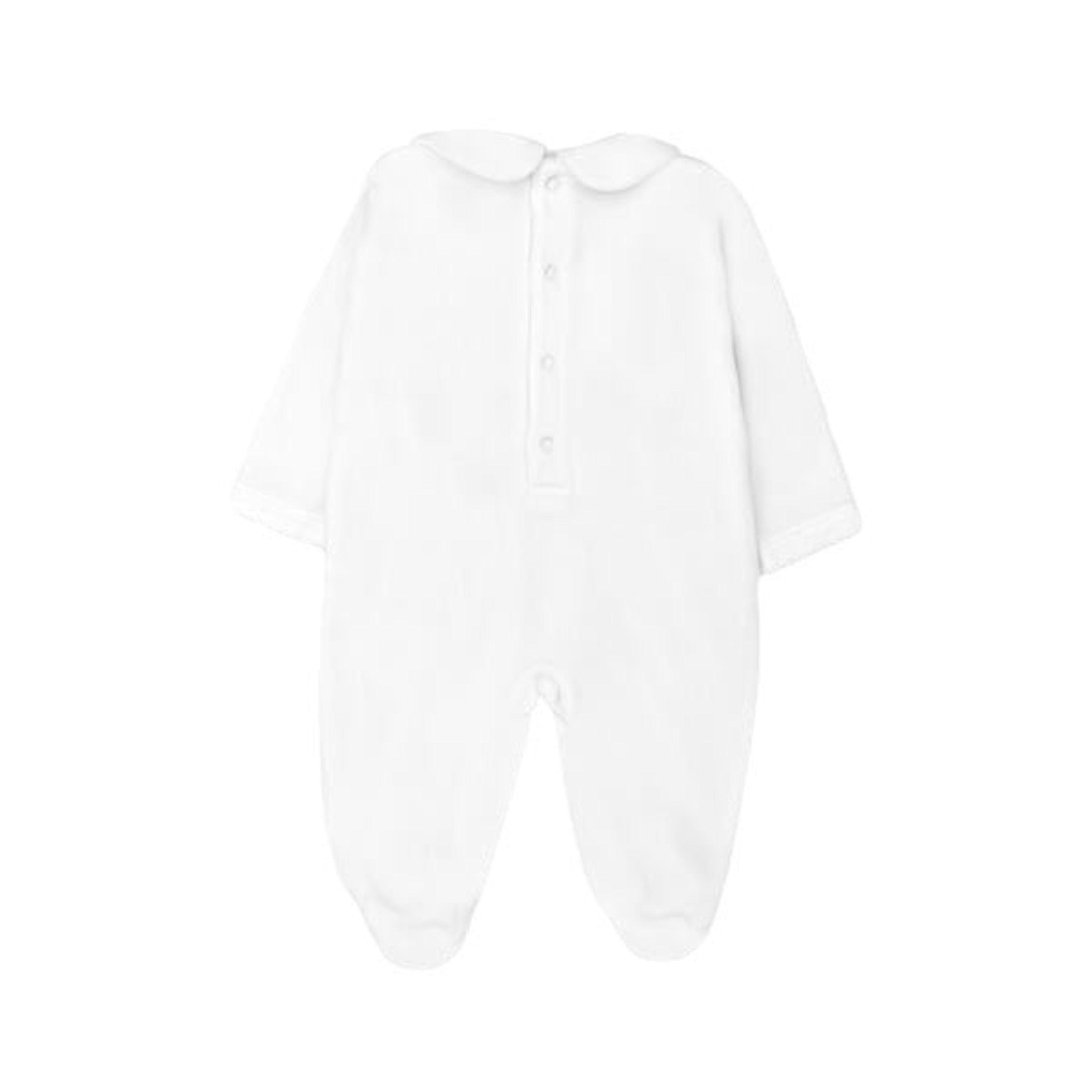 Hand Smocked Pima Playsuit, White