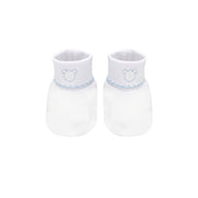 Logo Pima Cotton Booties, White & Blue