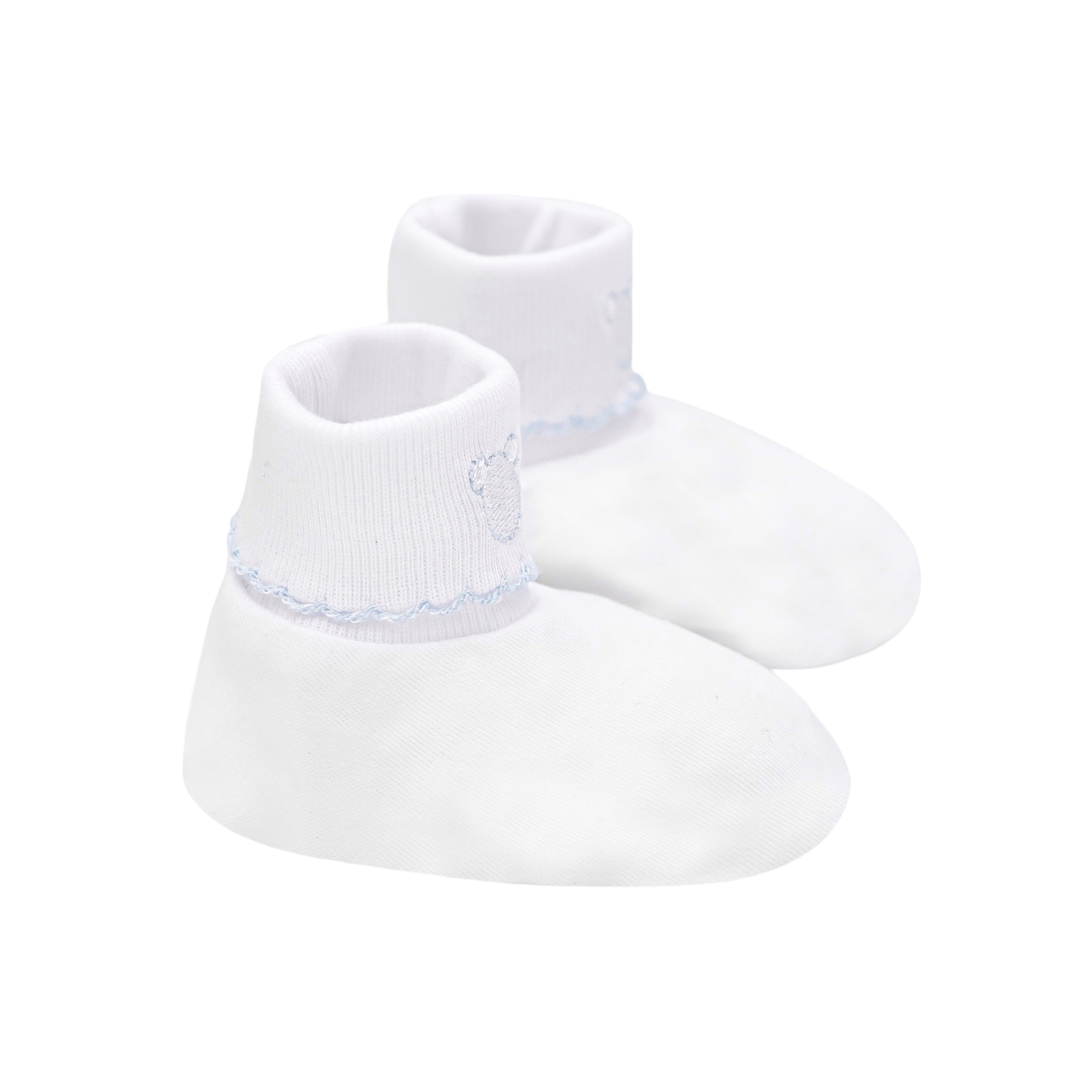 Logo Pima Cotton Booties, White & Blue