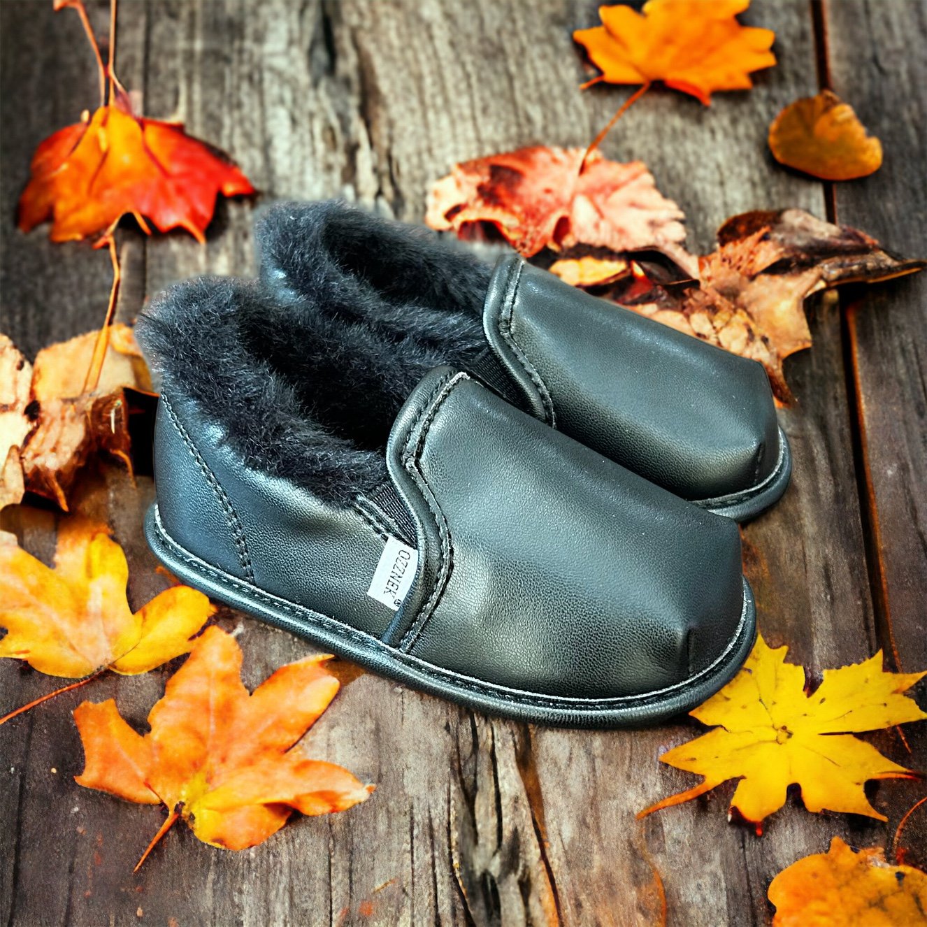 Black Faux-fur Barefoot Shoe Topper | Ozznek Removable Sole Shoes
