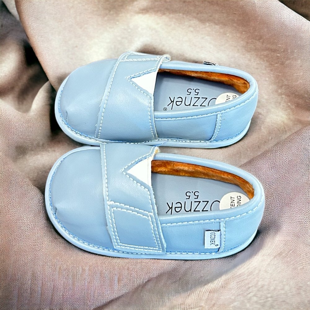 Blue-grey Velvet Topper | Ozznek Removable Sole Shoes | Barefoot & Zero-drop