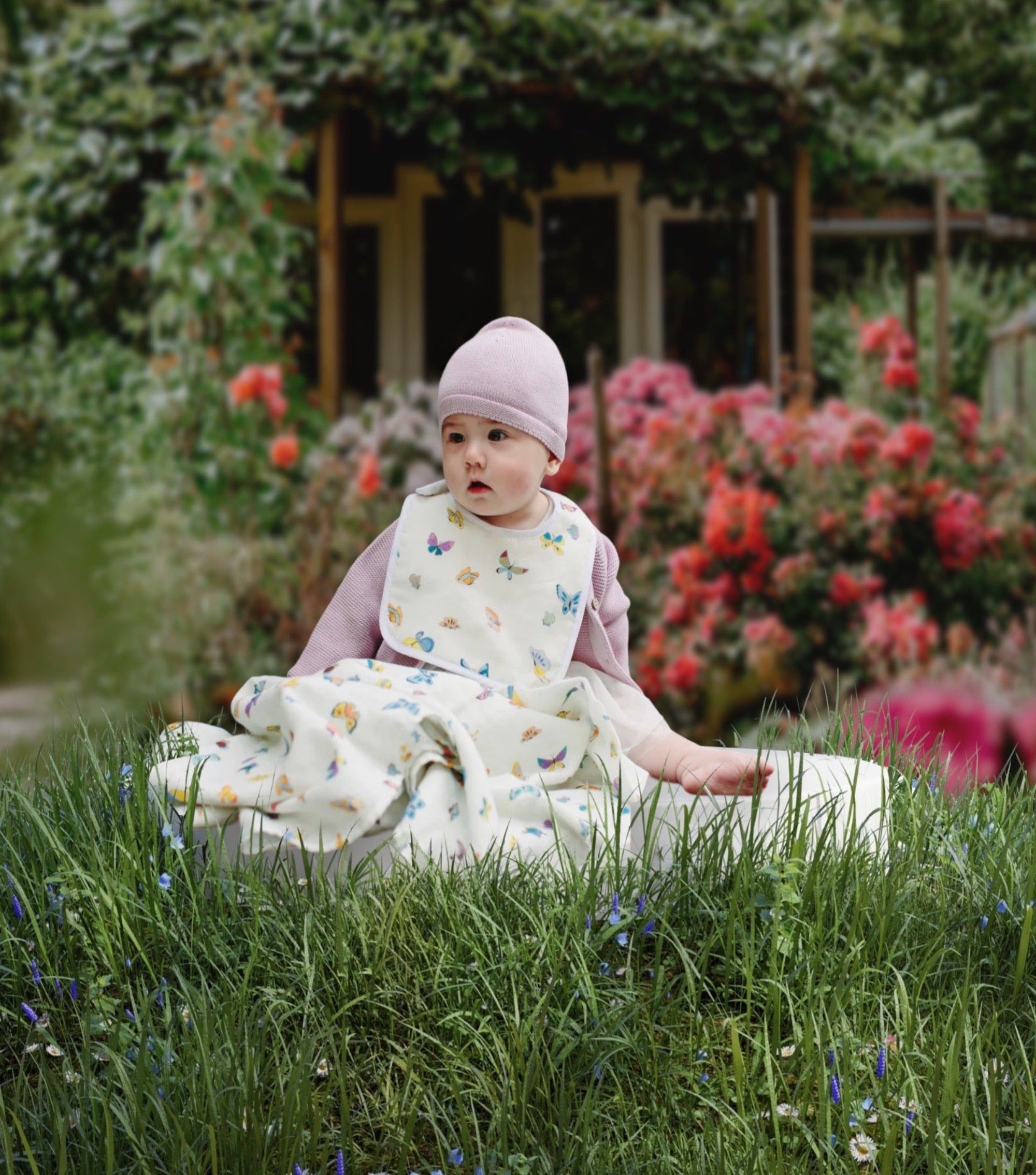 Butterfly Cardigan And Hat Set