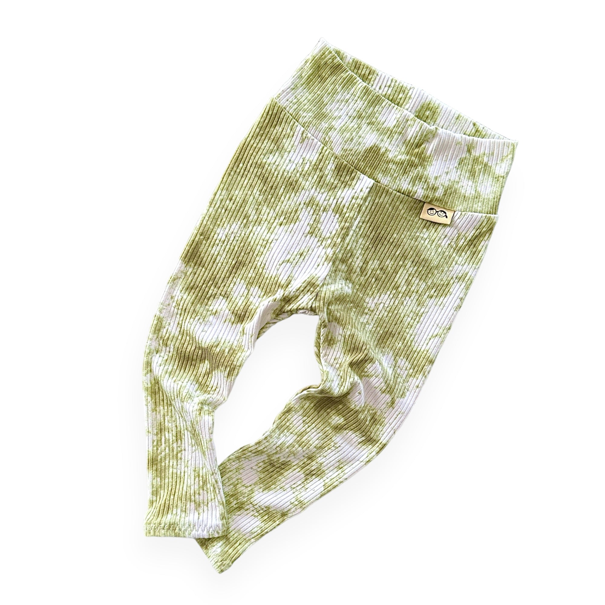 Olive Green Tie Dye Ribbed Leggings