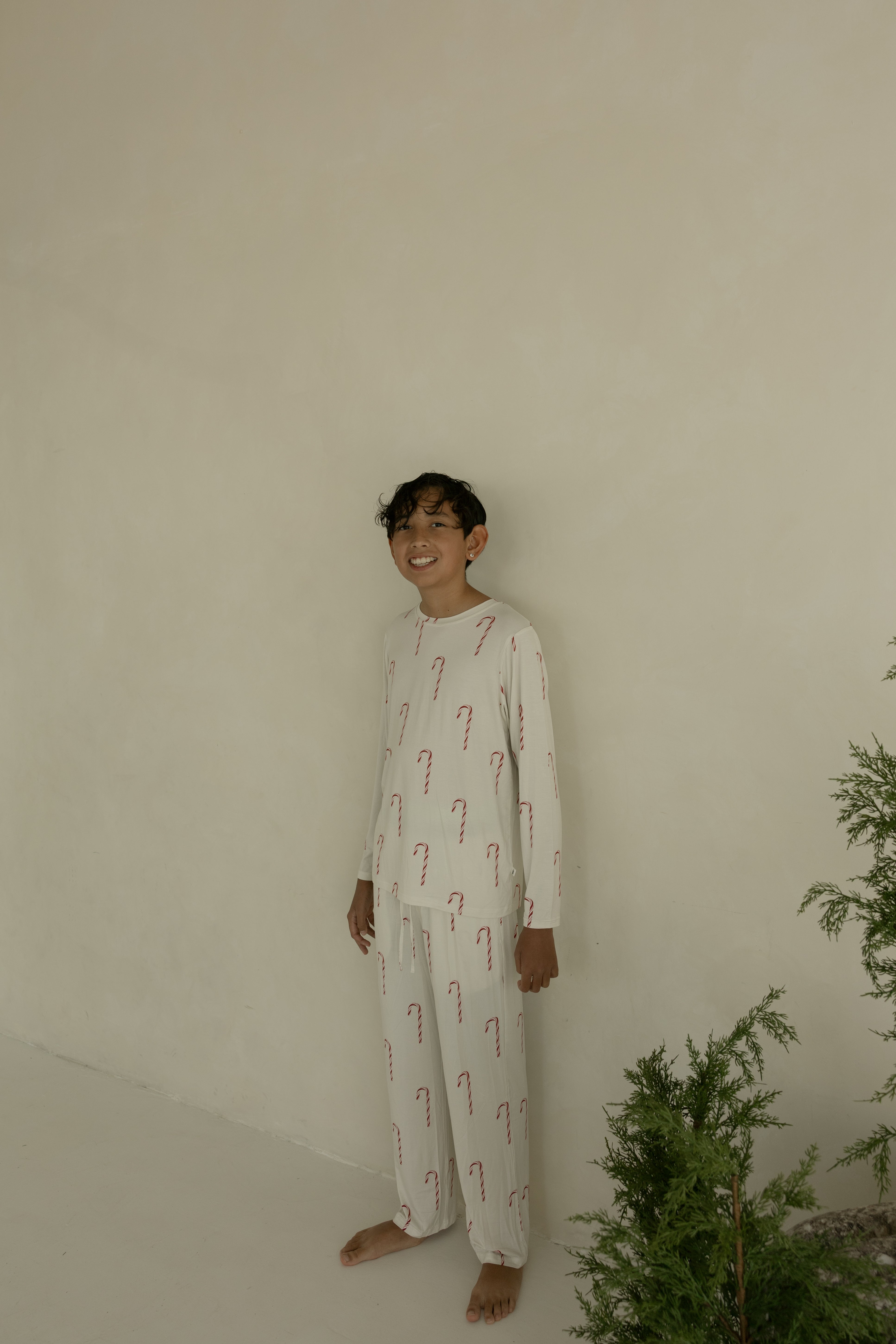Pre-teen Straight Leg Bamboo Pajamas | Candy Cane