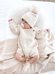 Chunky Purl Knit Romper - French Cream