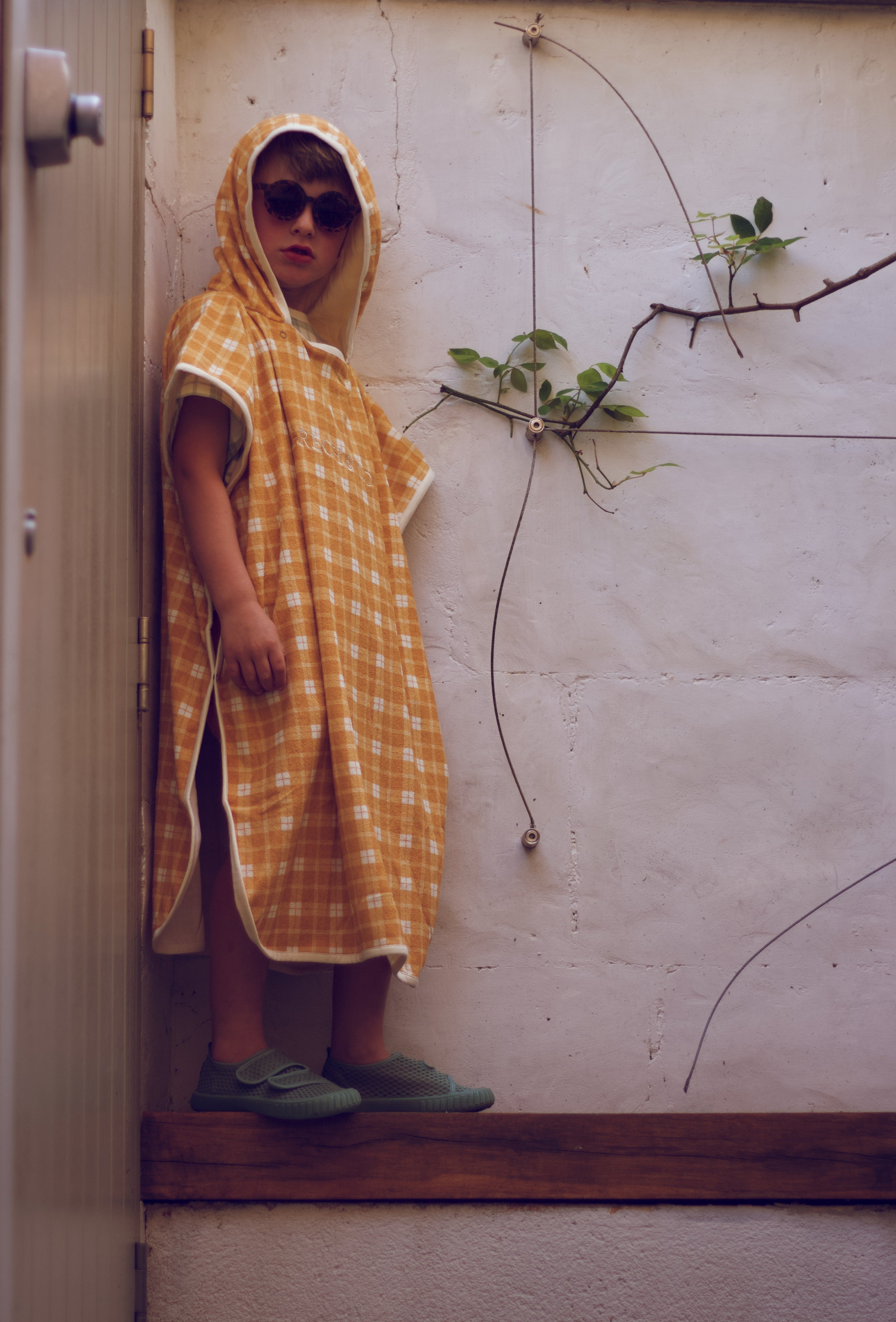 Bathing  Towel Poncho | Organic Cotton - Fern Plaid
