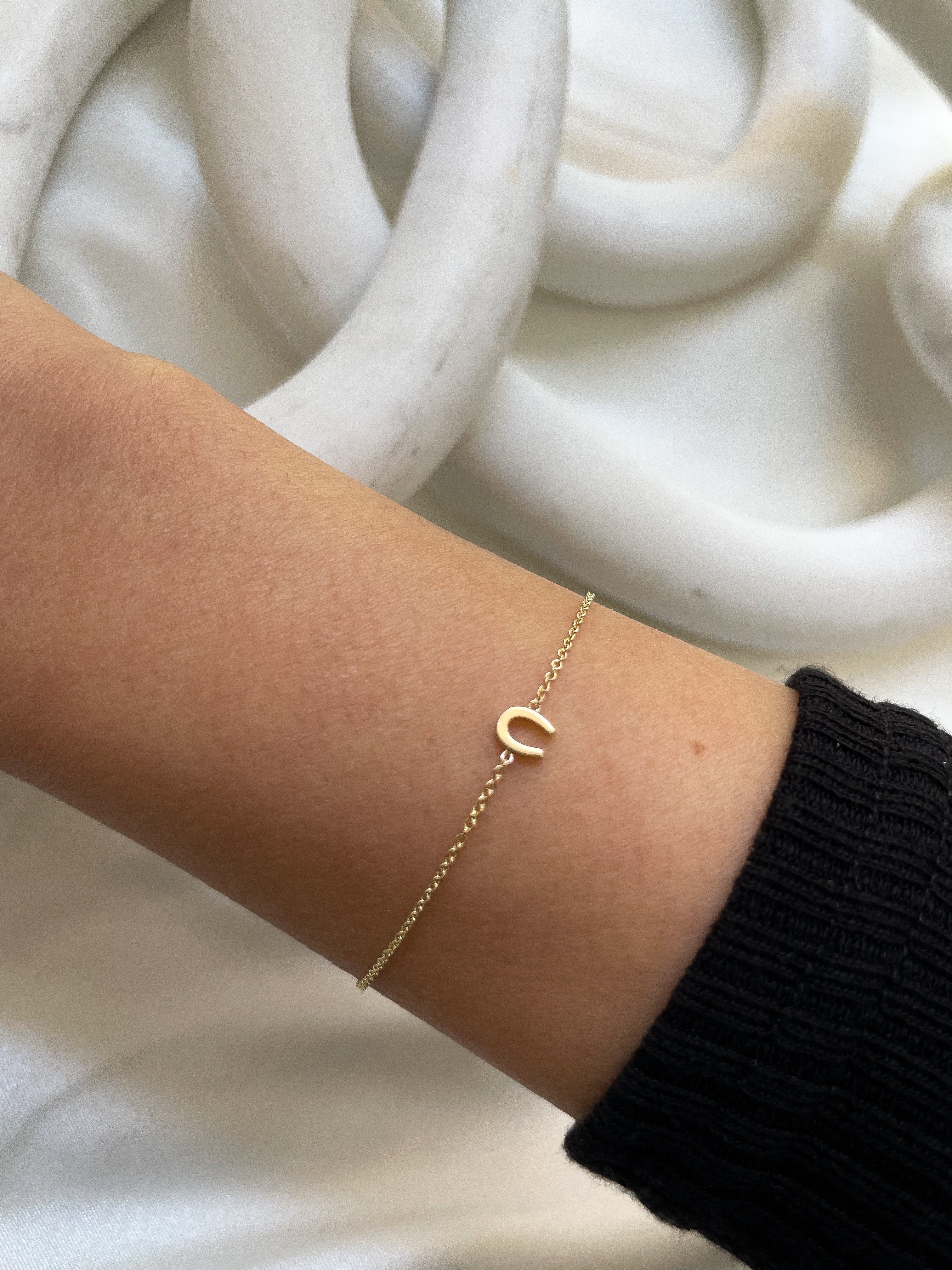 14k Gold Tiny Horseshoe Bracelet