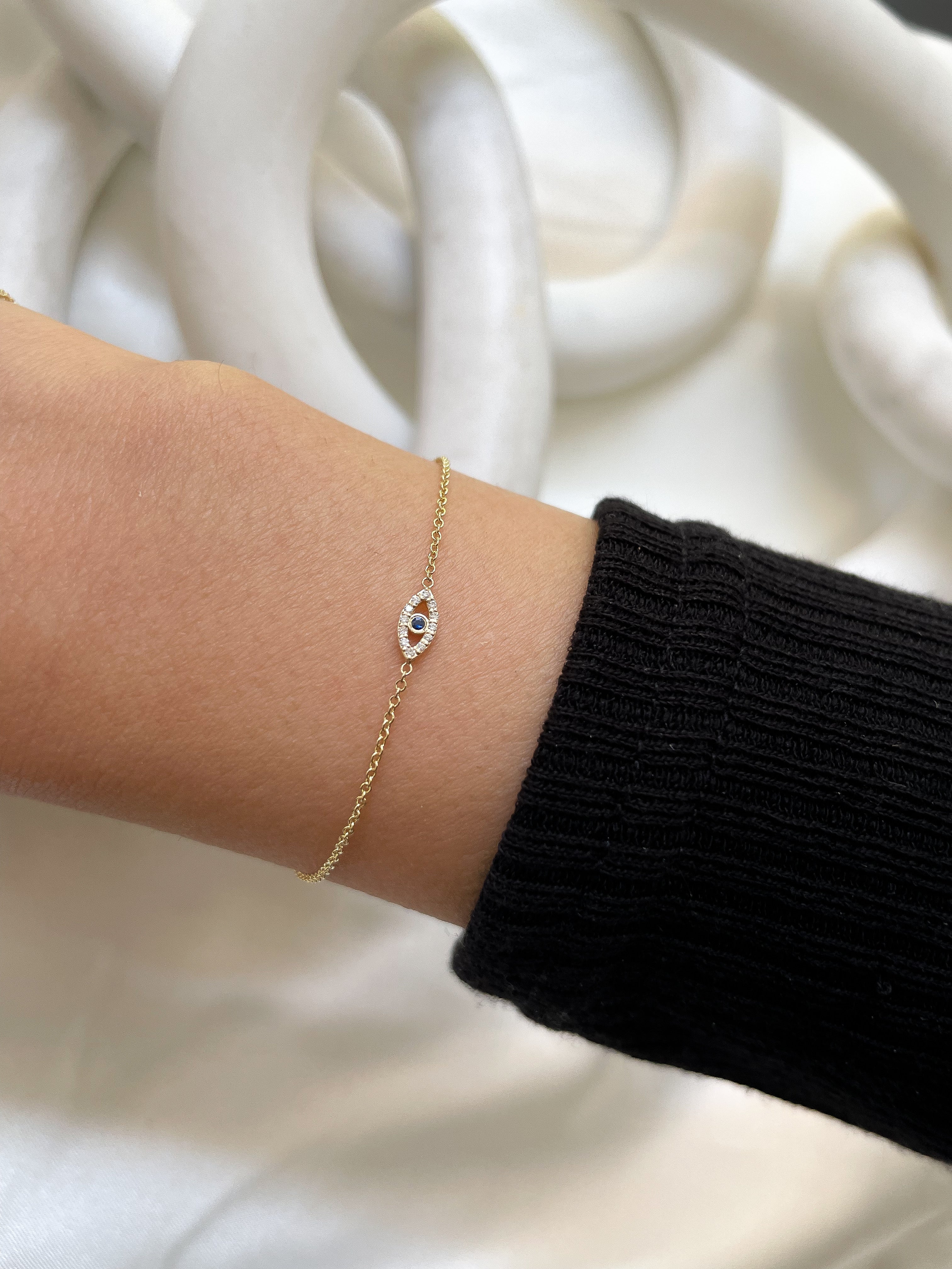 Diamond & Sapphire Evil Eye Bracelets - Mommy + Me