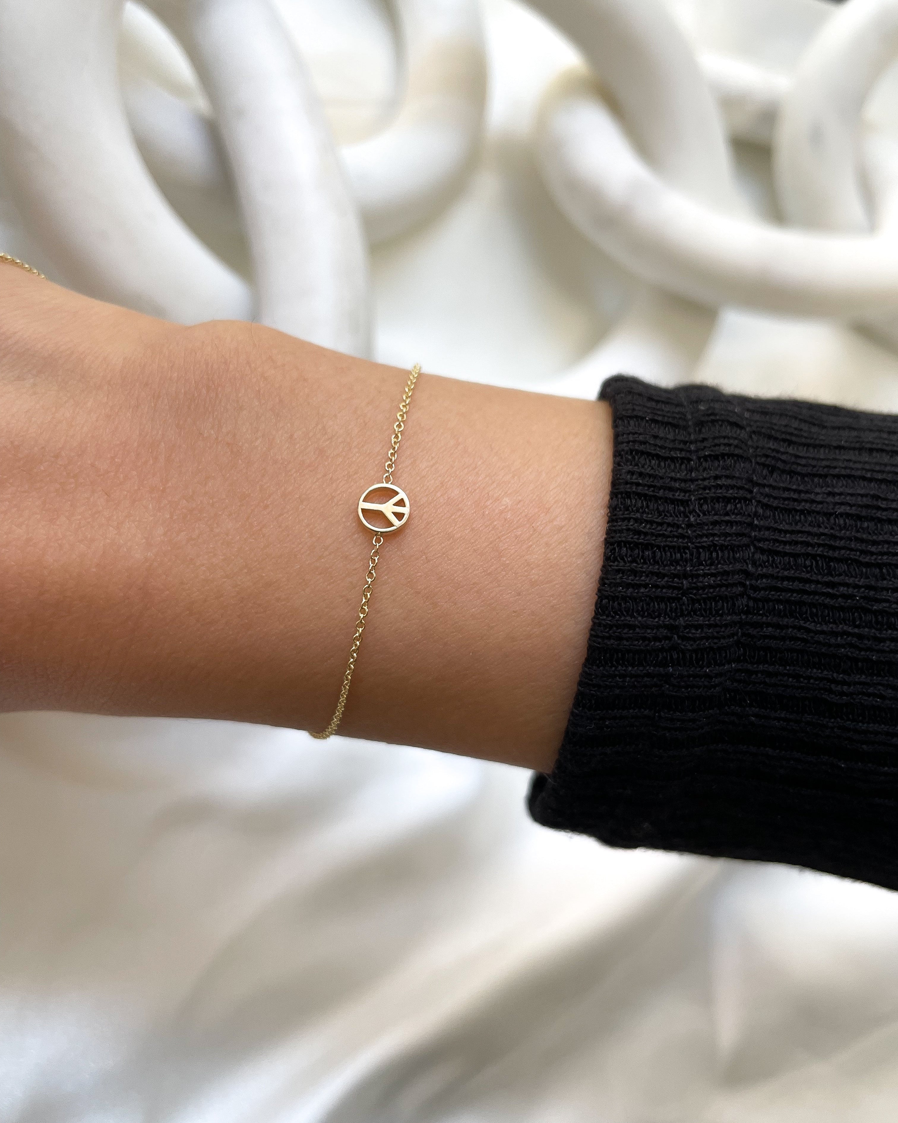 14k Gold Tiny Peace Bracelet