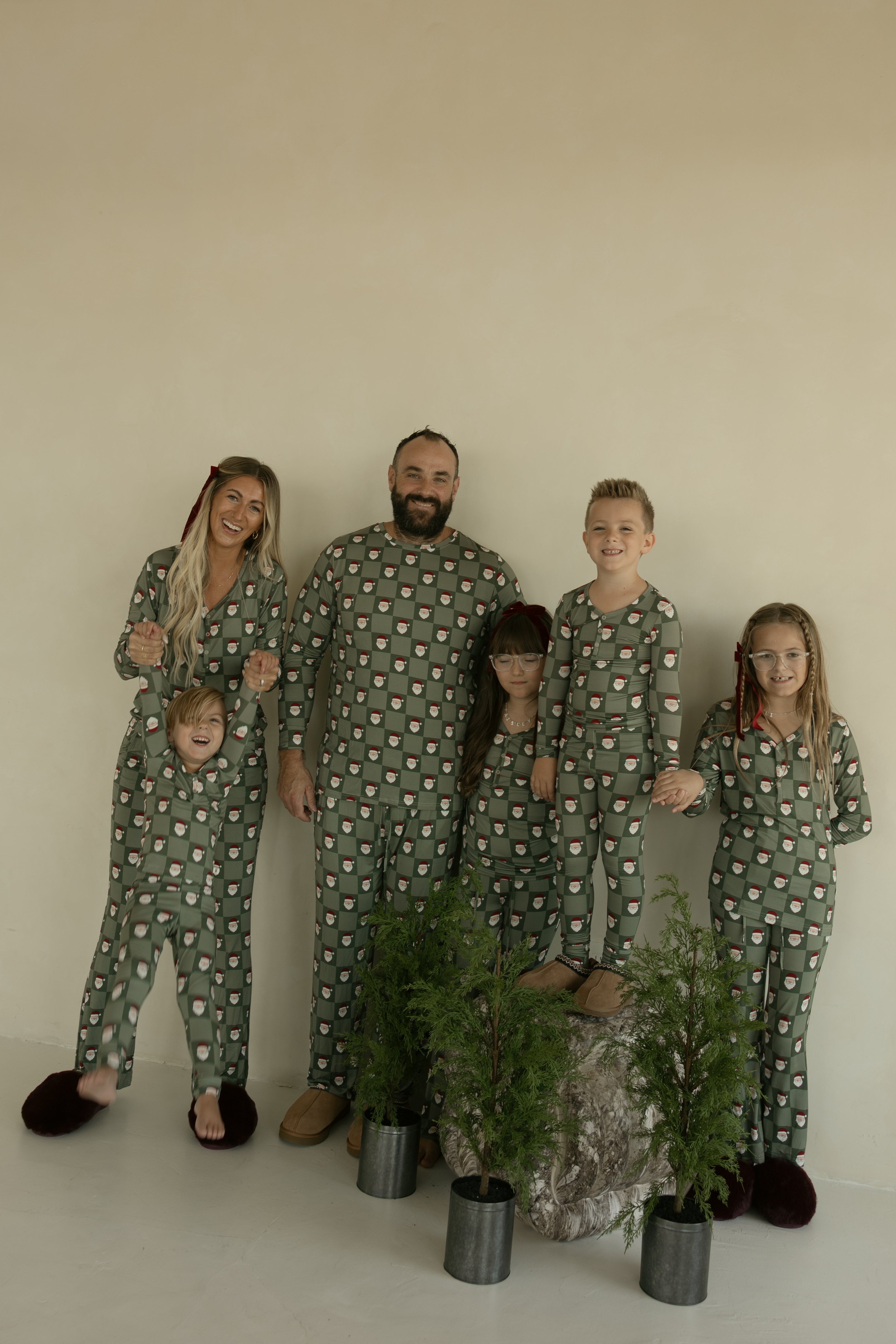 Pre-teen Flare Bamboo Pajamas | Santa Checkerboard