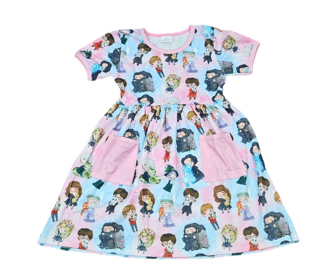 Wizard Hugs Short Sleeve Milk Silk Dress