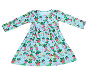 Pink Stocking Long Sleeve Milk Silk Dress