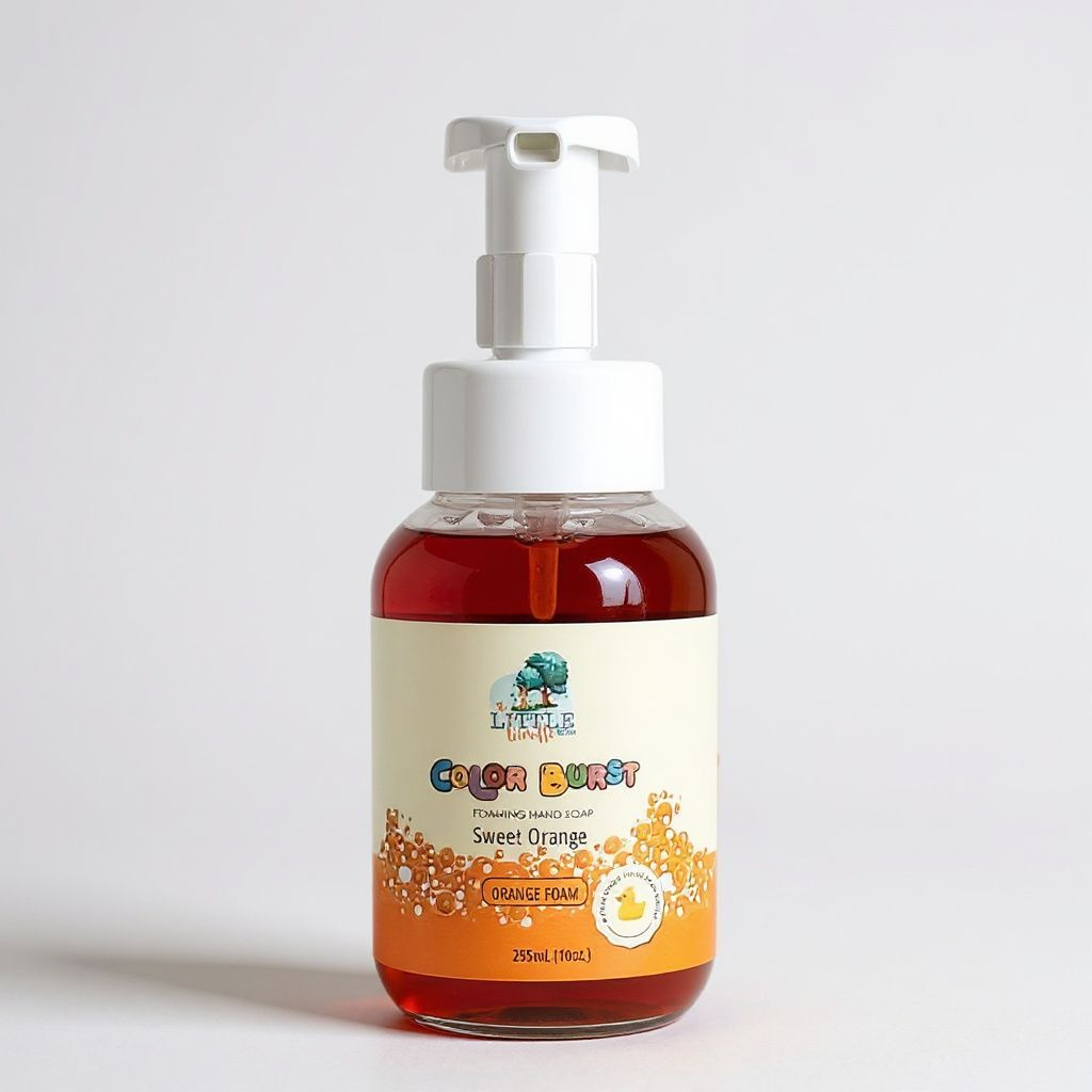 Non-toxic, Colorful Foaming Hand Soap For Kids. Orange Foam. Sweet Orange Scented
