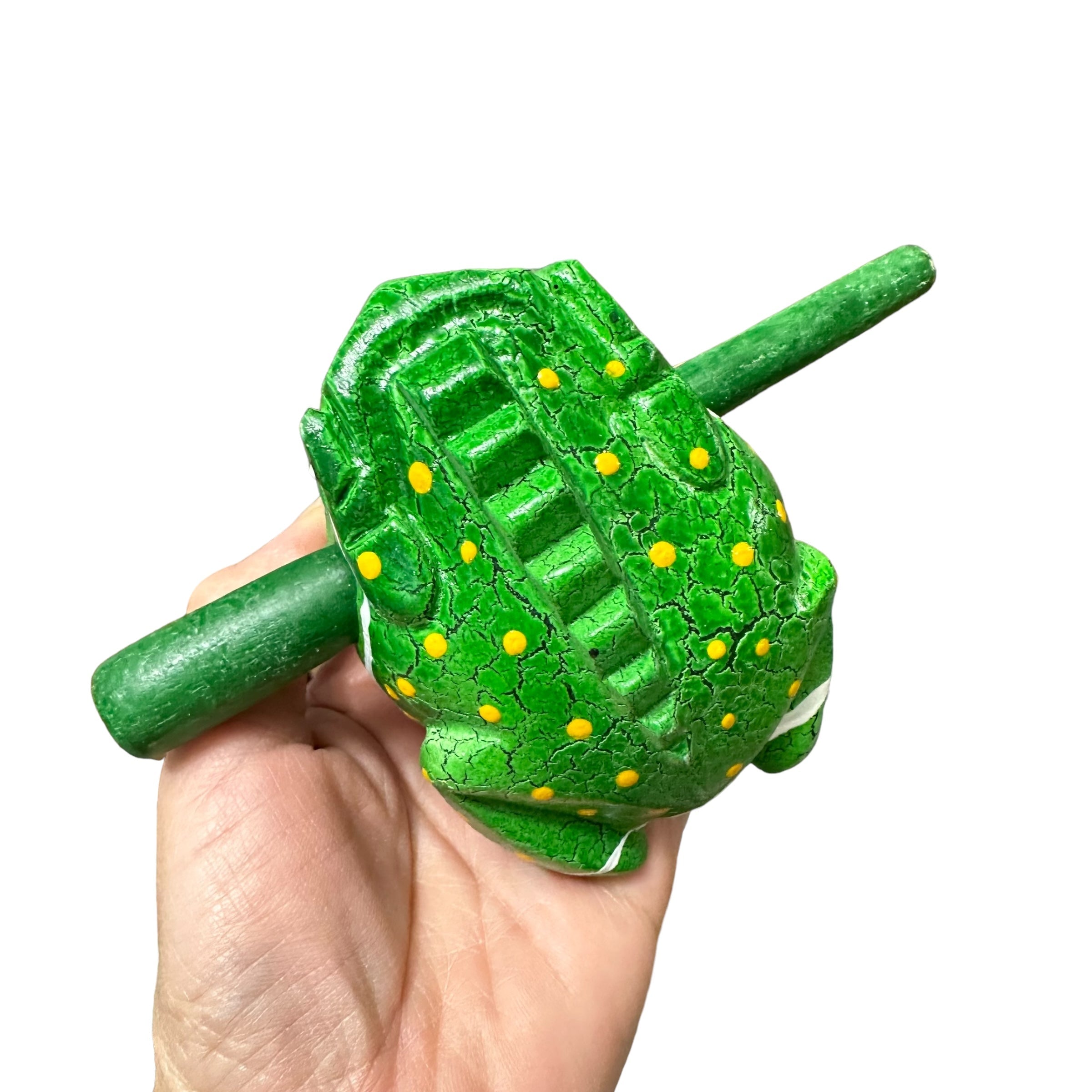 3" Wooden Musical Frog - Green Leaf Design (percussion Instrument)