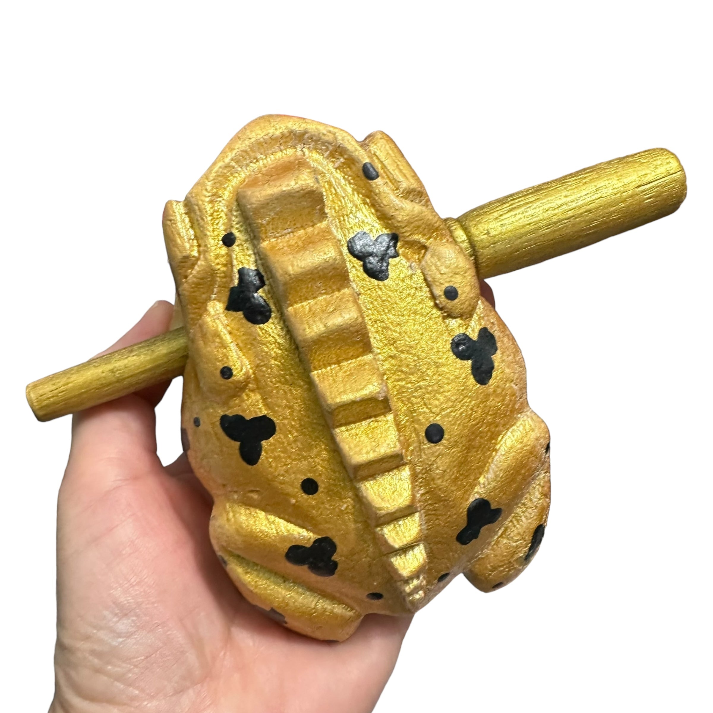 4" Wooden Musical Frog - Egyptian Golden Design (percussion Instrument)
