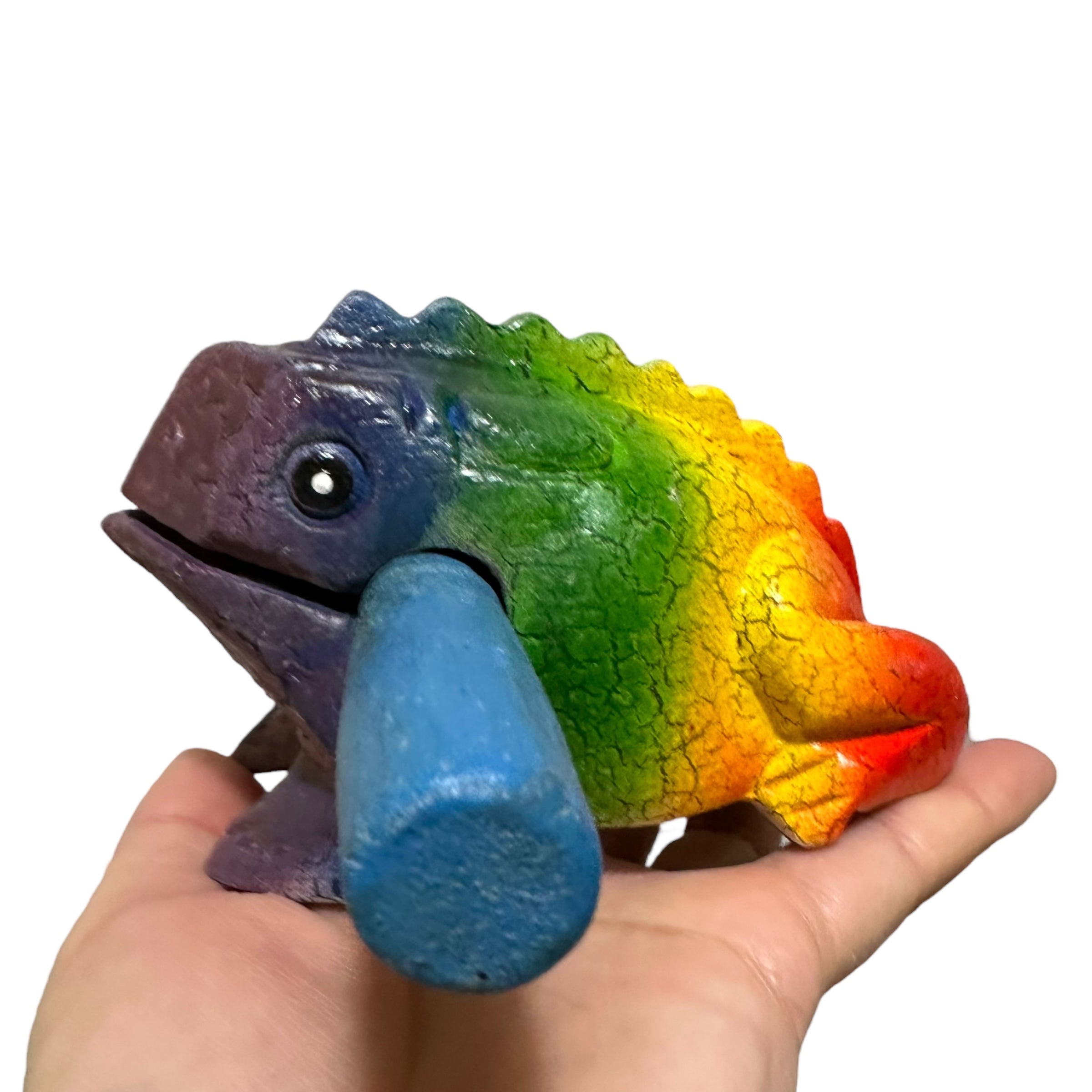 4" Wooden Musical Frog - Rainbow Design (percussion Instrument)