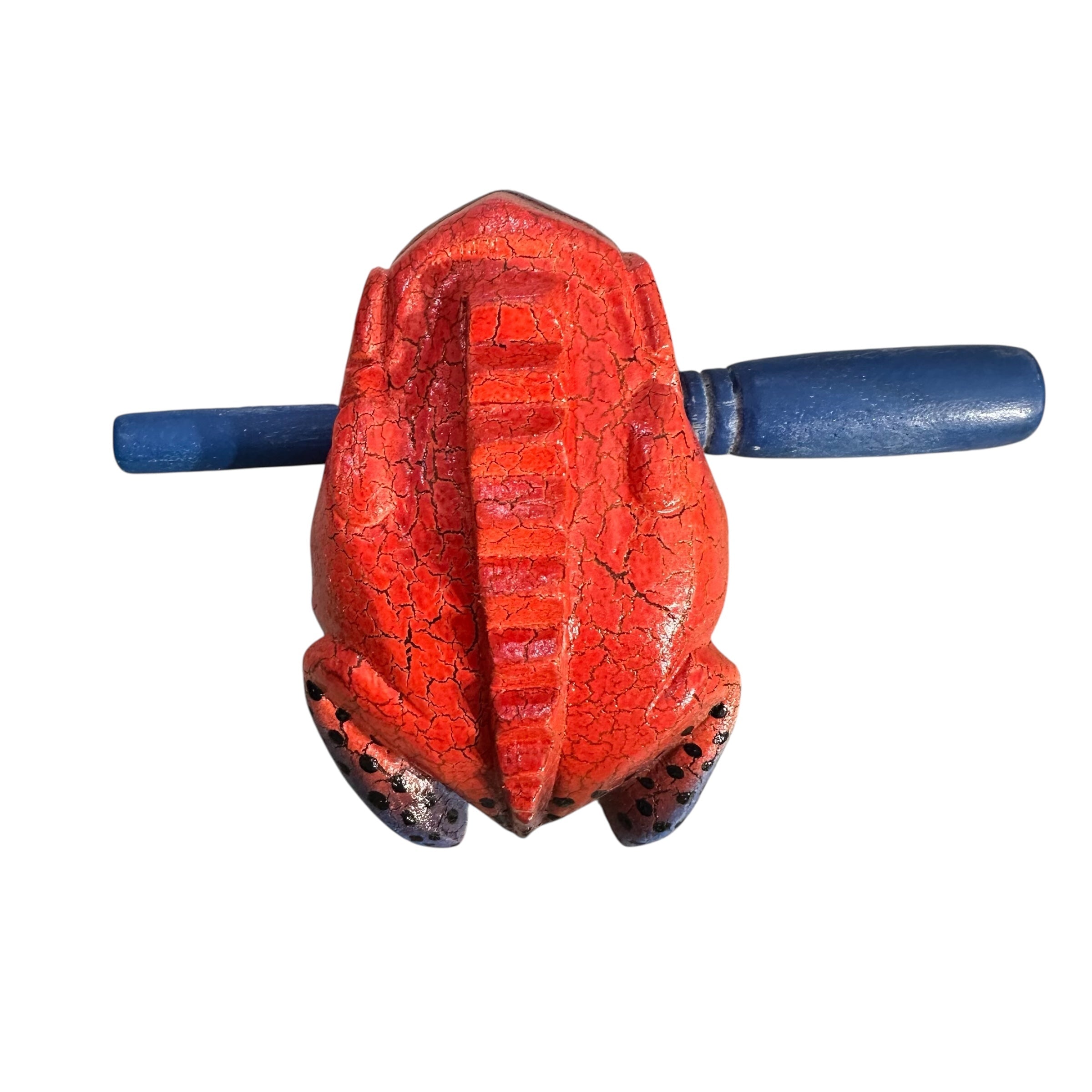 4" Wooden Musical Frog - Red Dart Design (percussion Instrument)