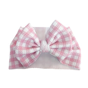 Pink Gingham Plaid Baby Headwrap Bow