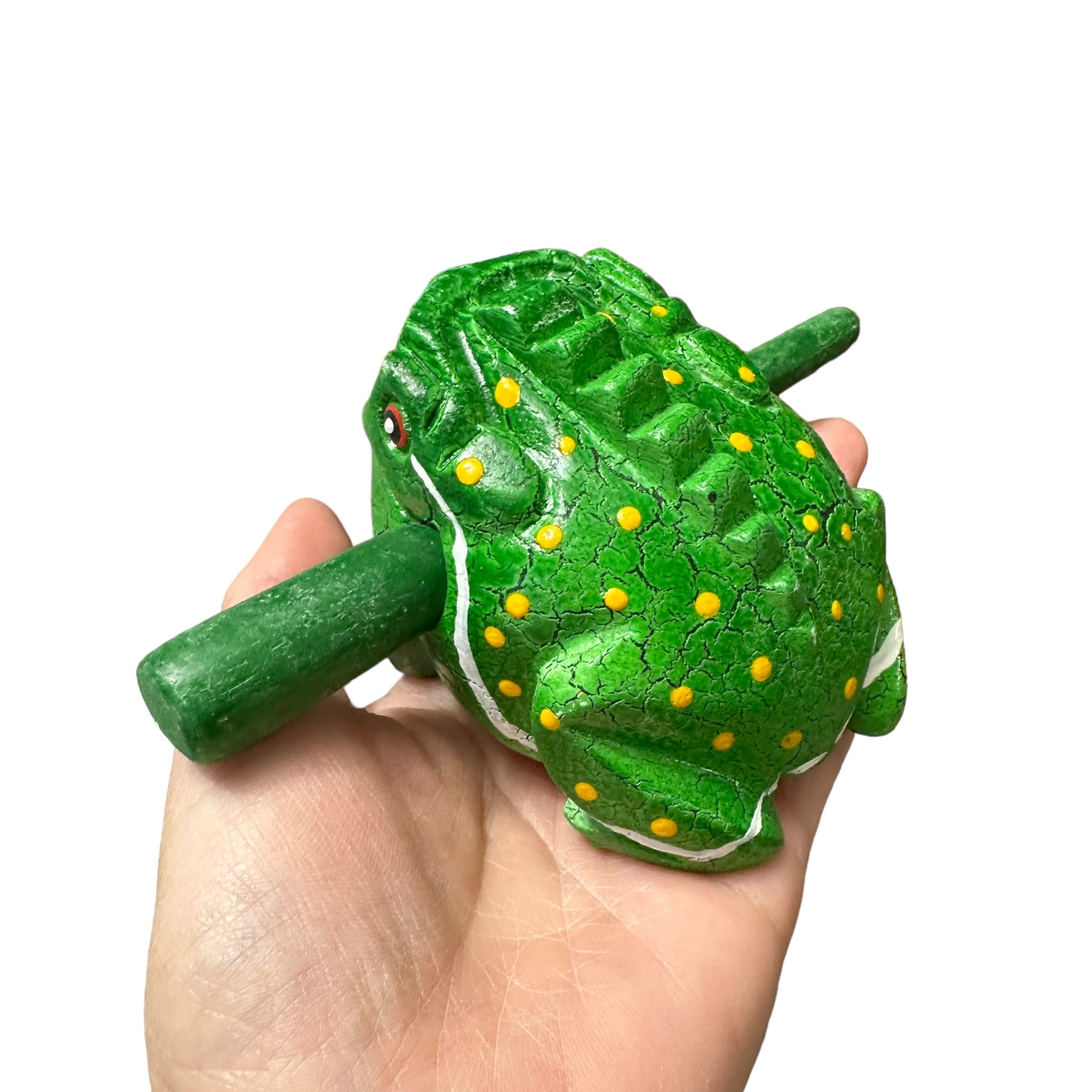 3" Wooden Musical Frog - Green Leaf Design (percussion Instrument)