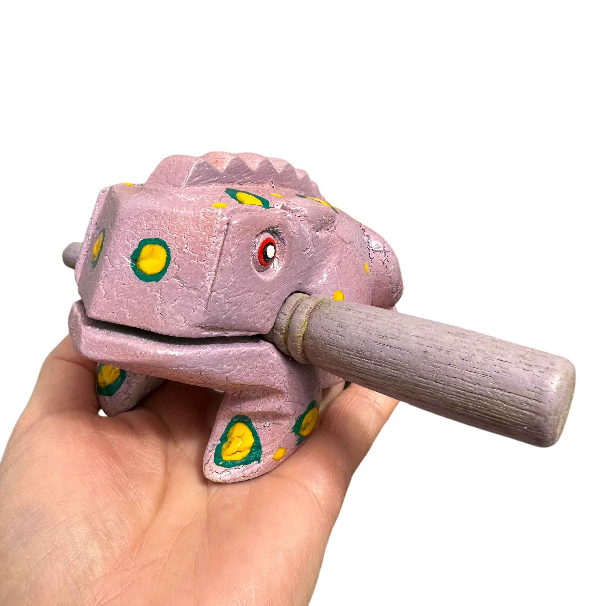 4" Wooden Musical Frog - Lavender Design (percussion Instrument)