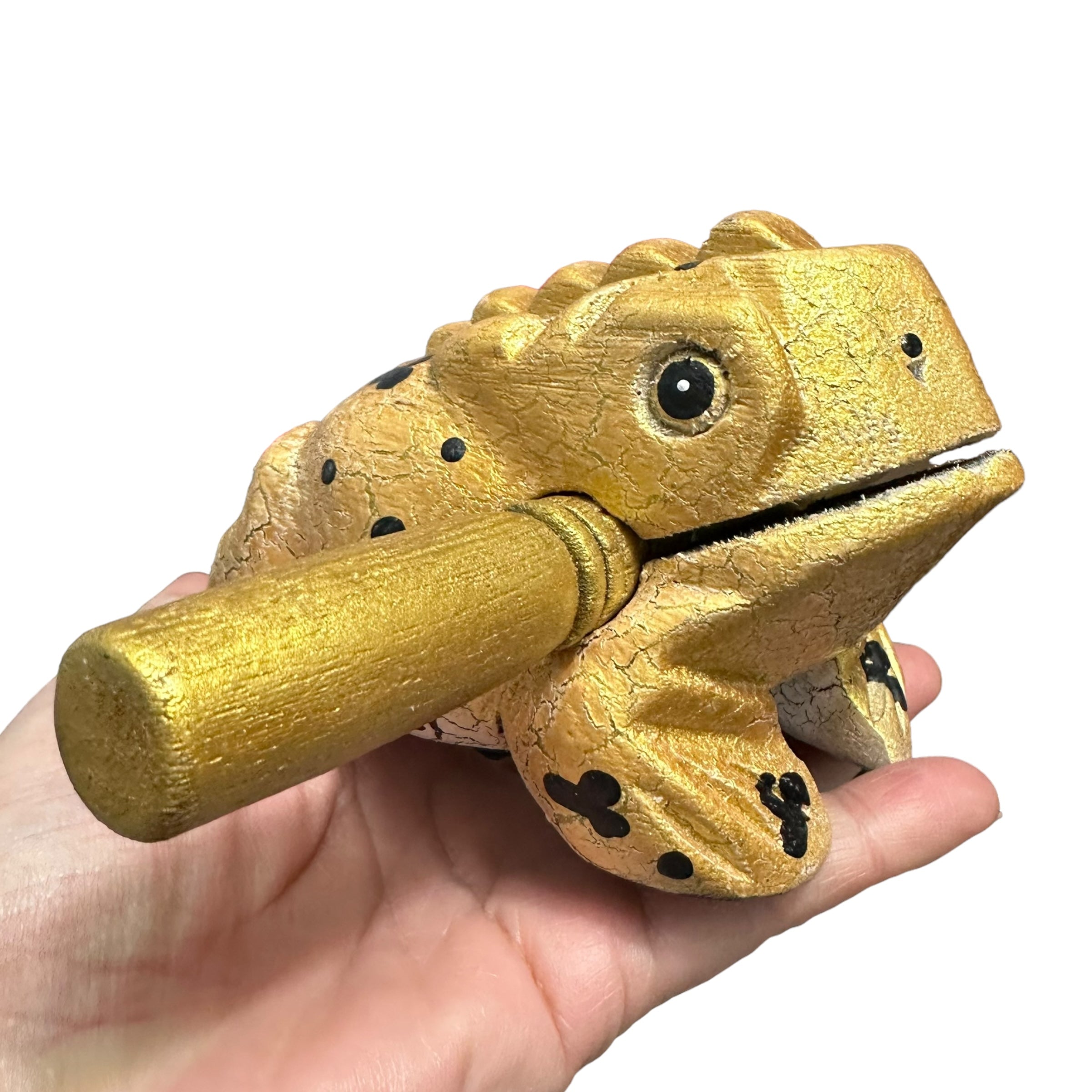 4" Wooden Musical Frog - Egyptian Golden Design (percussion Instrument)