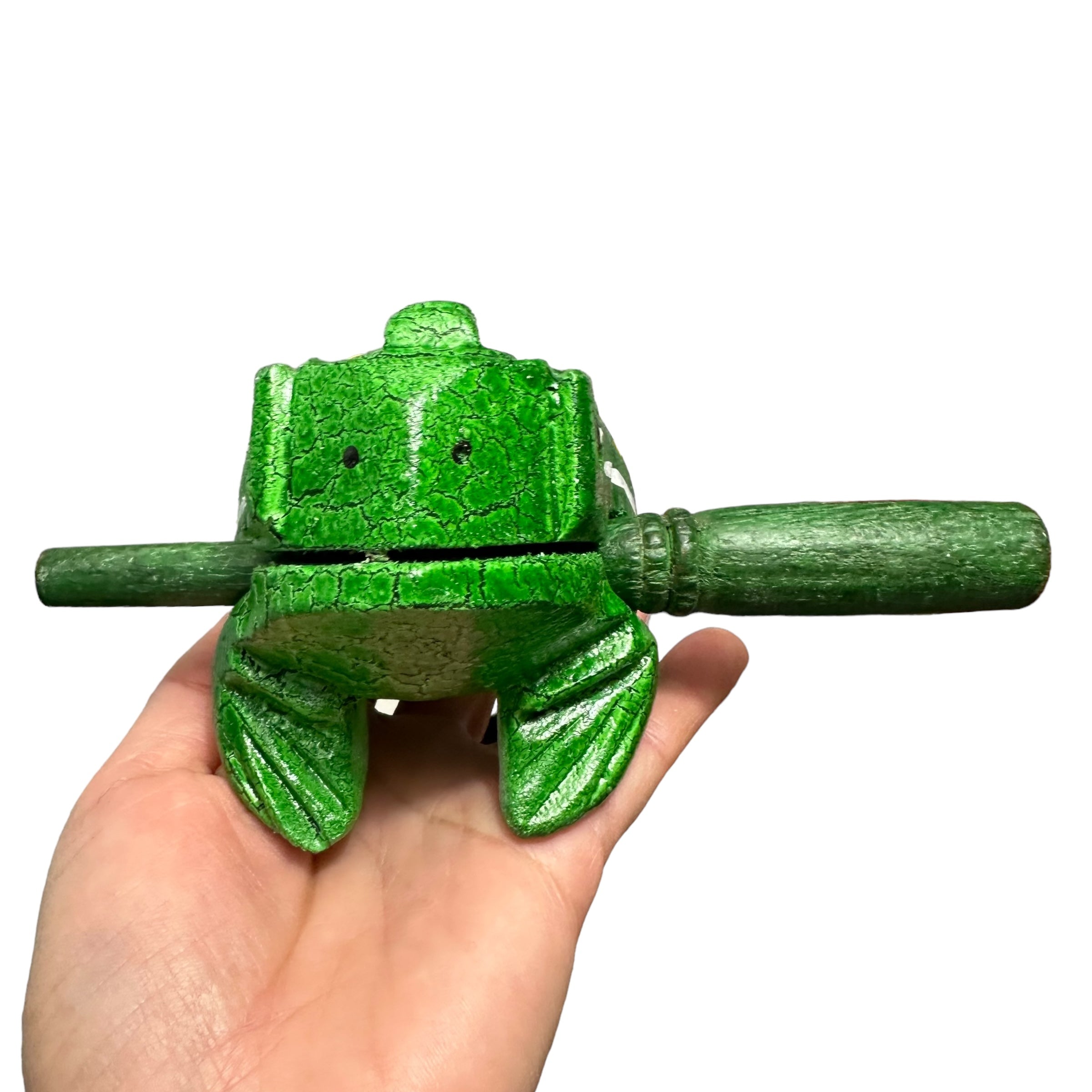 4" Wooden Musical Frog - Green Leaf Design (percussion Instrument)