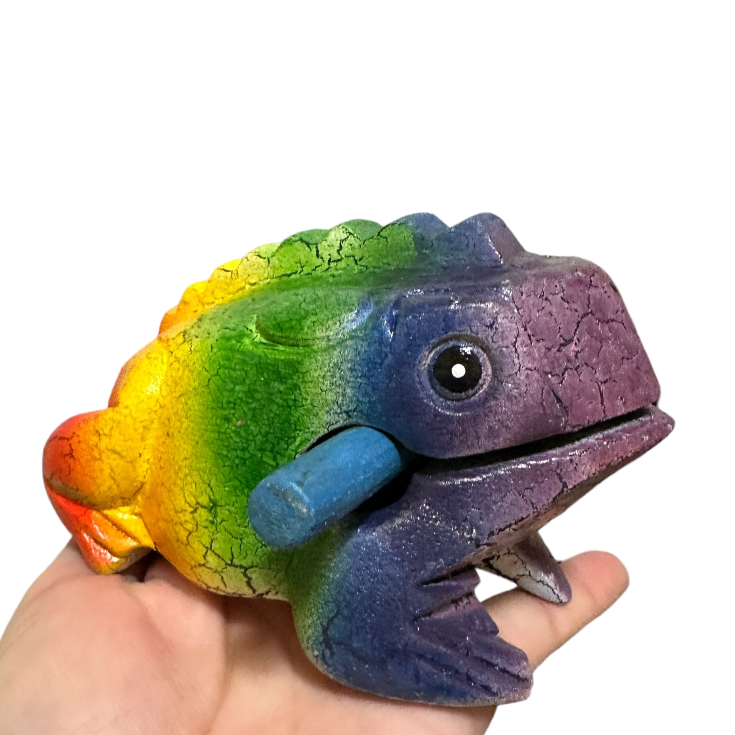 4" Wooden Musical Frog - Rainbow Design (percussion Instrument)