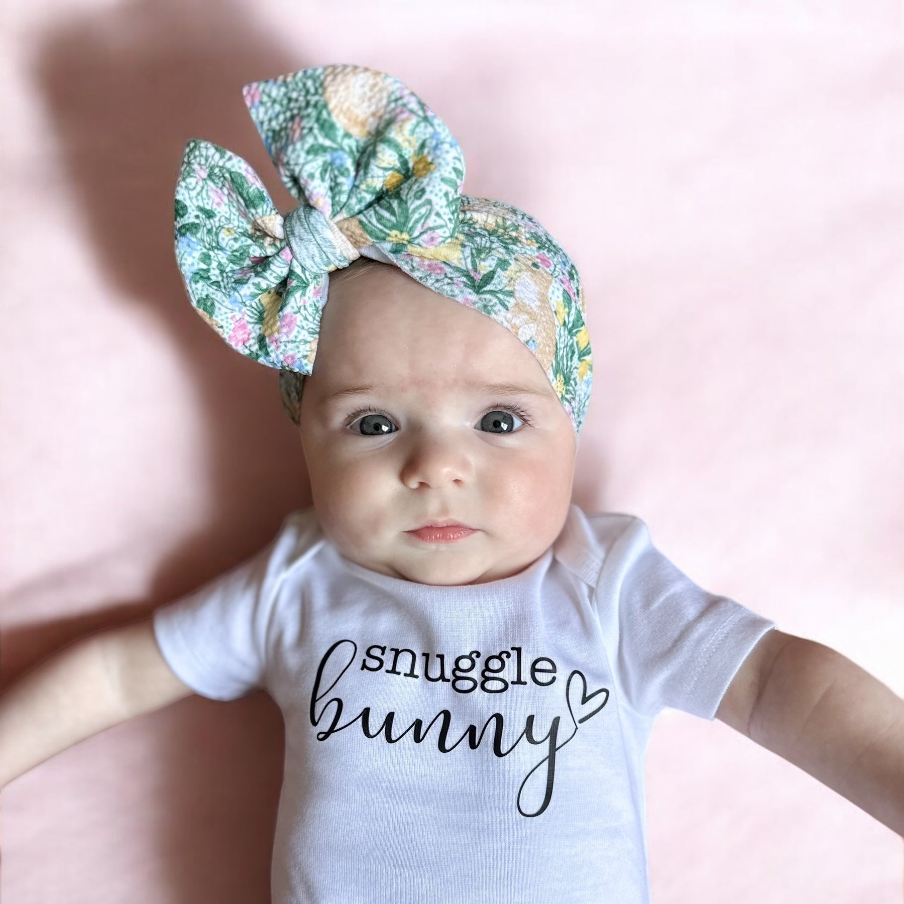 Spring Bunny Blooms Easter Baby Headwrap Bow