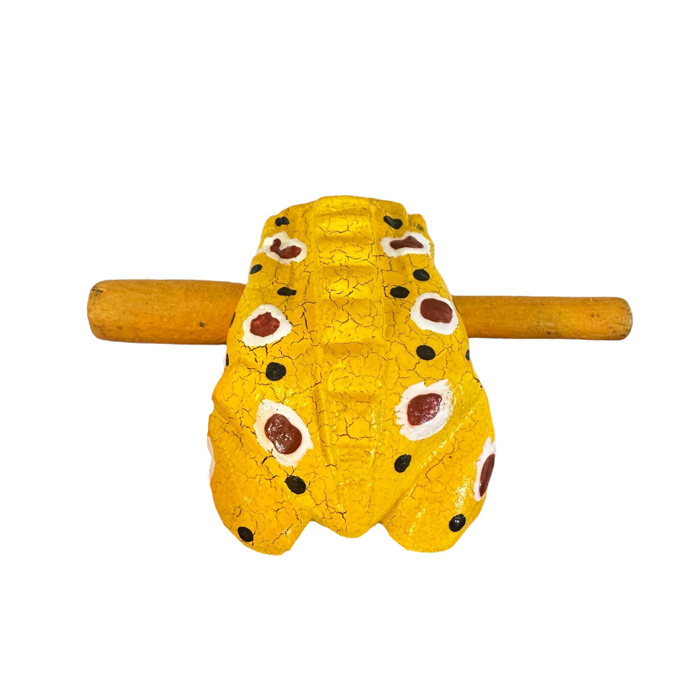 3" Wooden Musical Frog - Mustard Design (percussion Instrument)