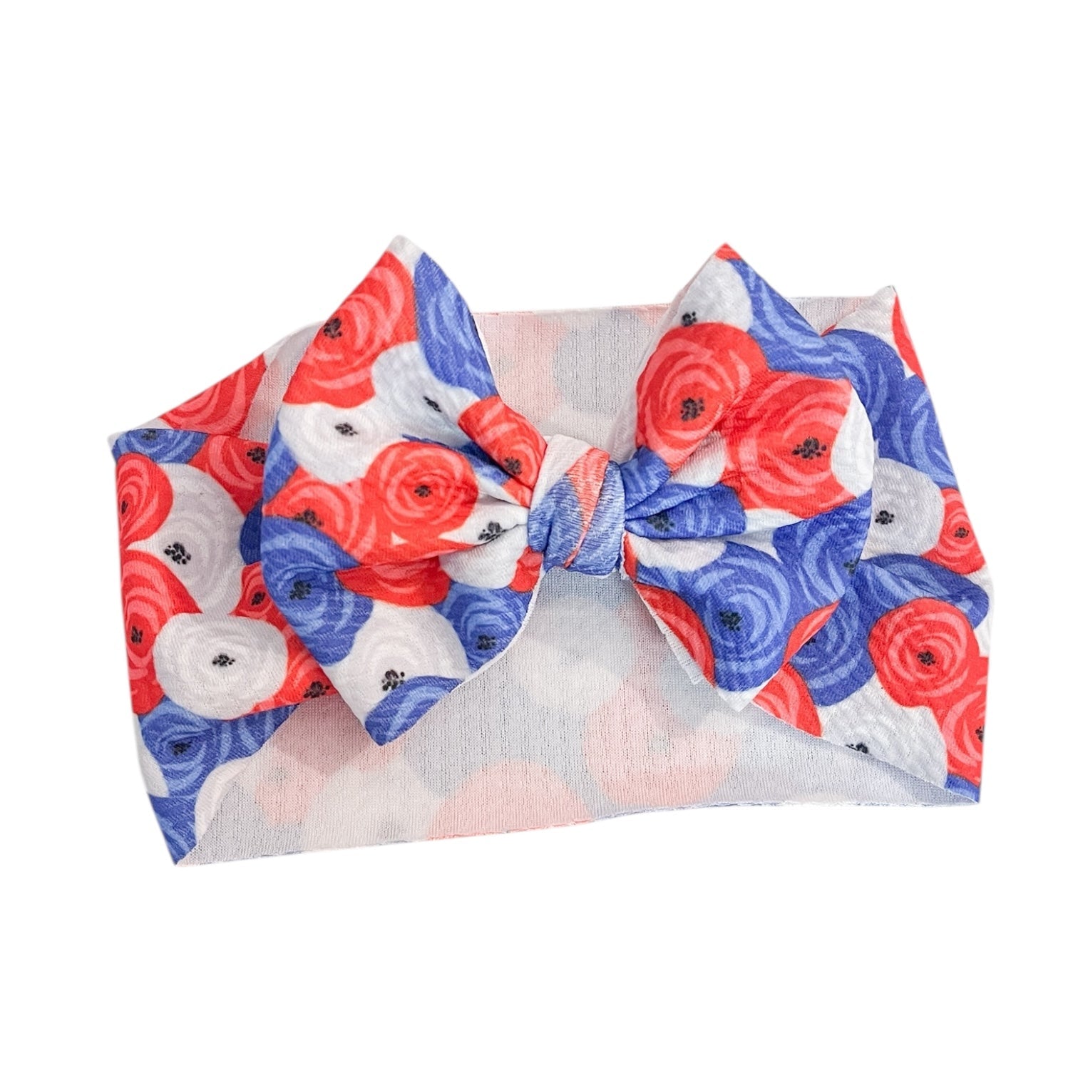 Red White & Blue Patriotic Floral Baby Headwrap Bow