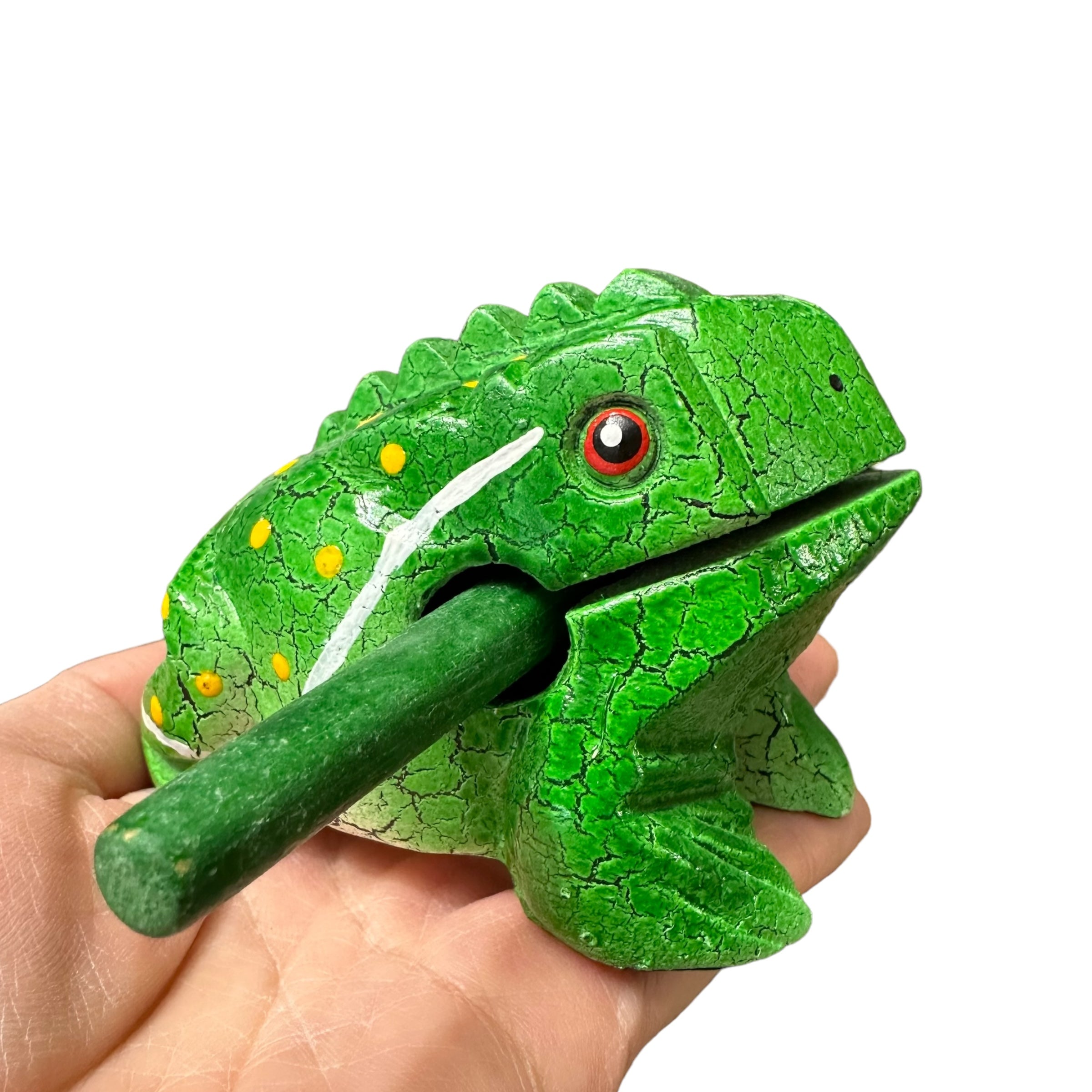 3" Wooden Musical Frog - Green Leaf Design (percussion Instrument)