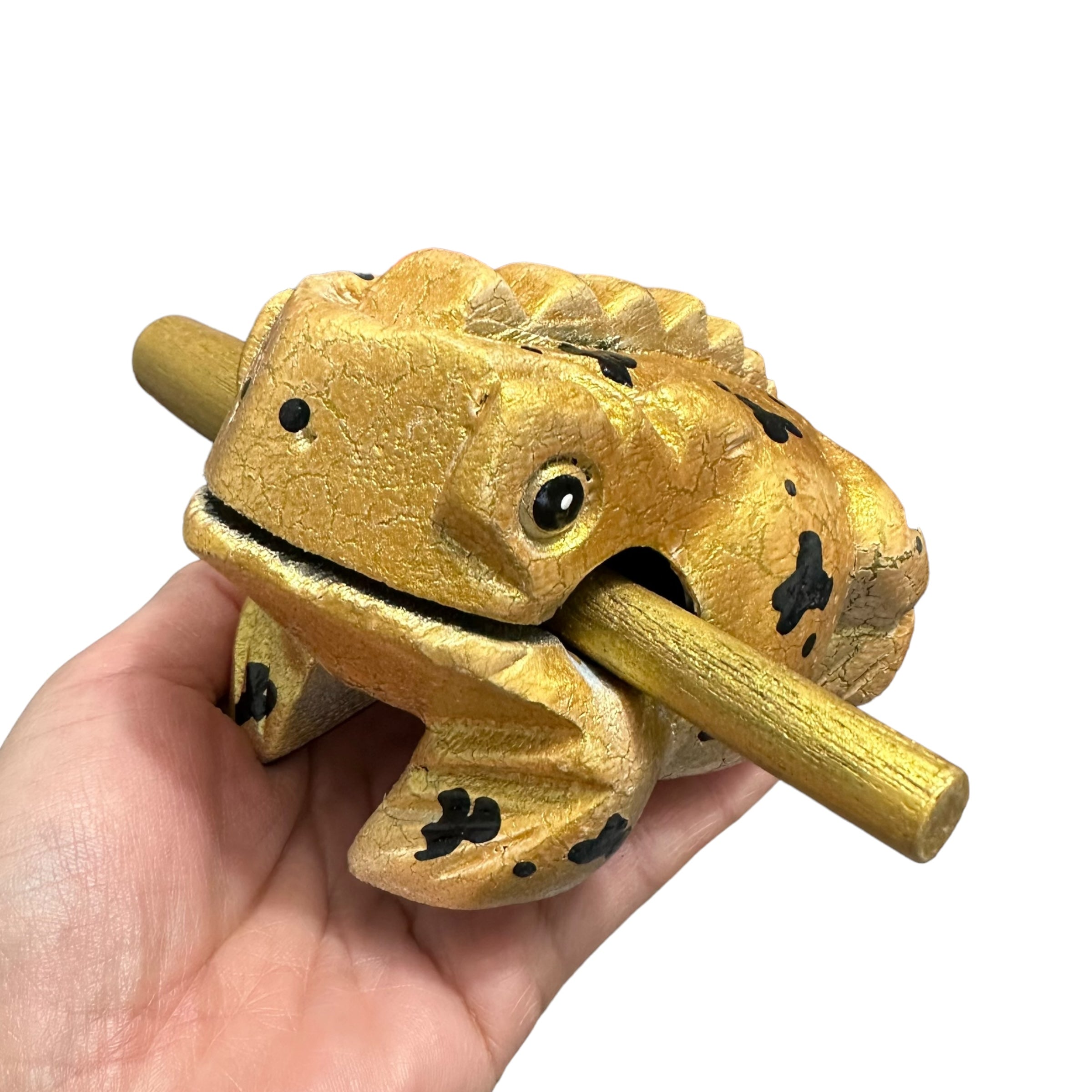 4" Wooden Musical Frog - Egyptian Golden Design (percussion Instrument)
