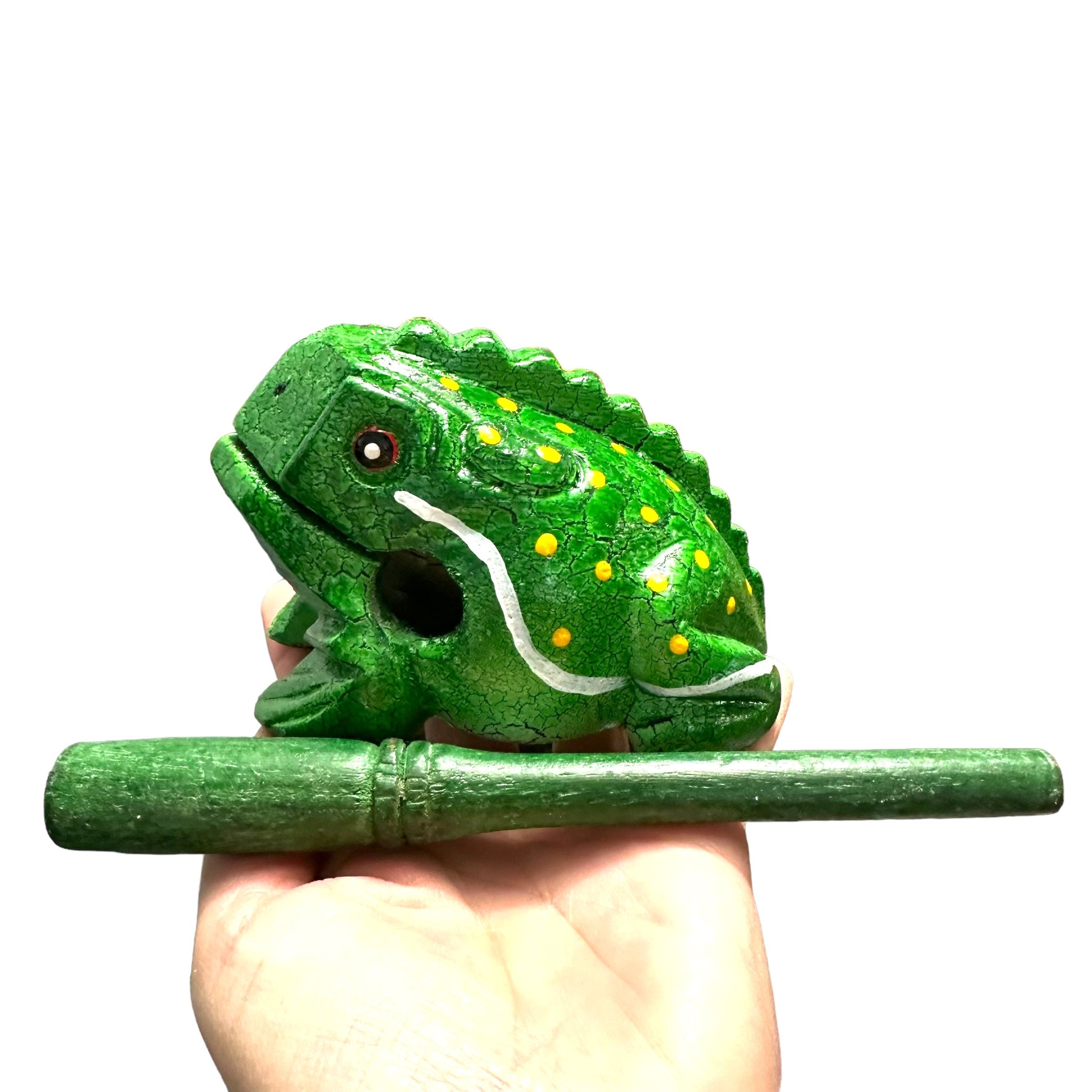 4" Wooden Musical Frog - Green Leaf Design (percussion Instrument)