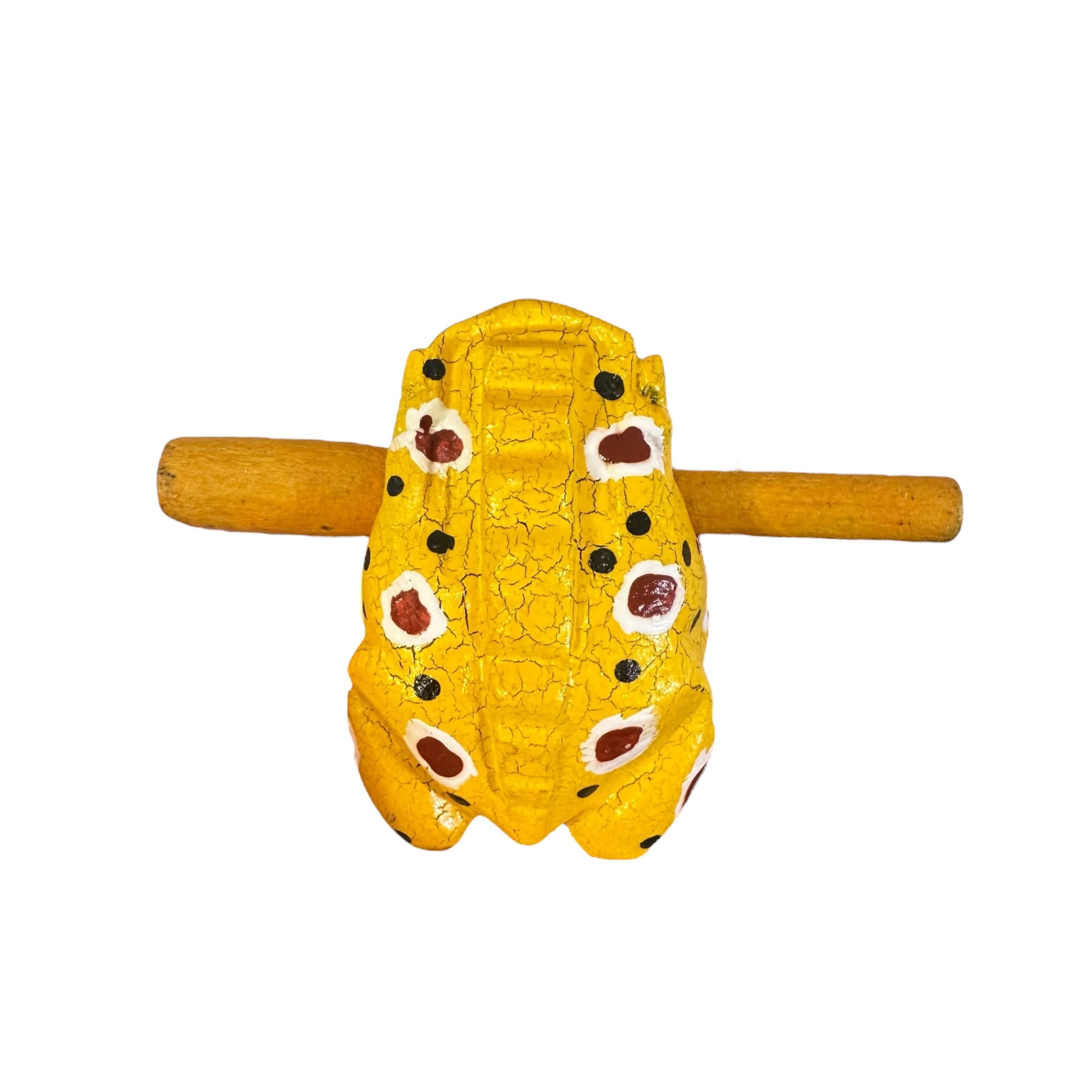 3" Wooden Musical Frog - Mustard Design (percussion Instrument)
