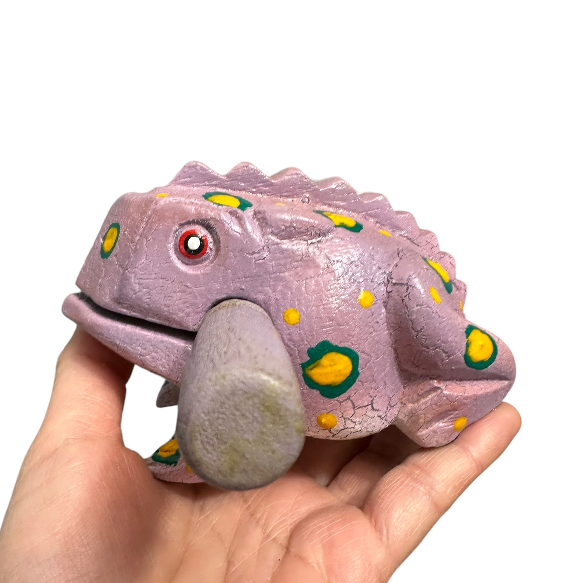 4" Wooden Musical Frog - Lavender Design (percussion Instrument)
