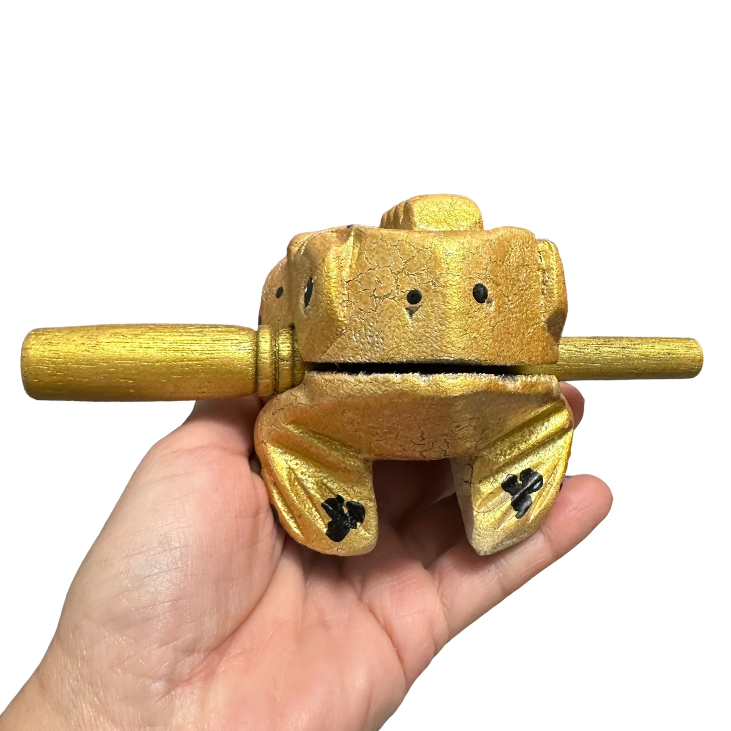 4" Wooden Musical Frog - Egyptian Golden Design (percussion Instrument)