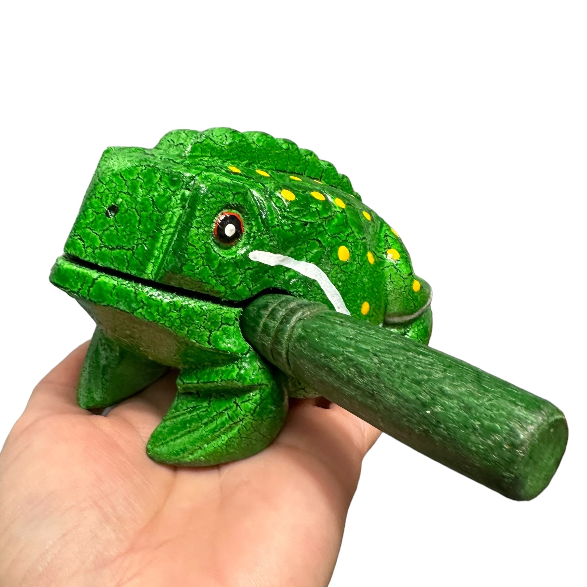 4" Wooden Musical Frog - Green Leaf Design (percussion Instrument)