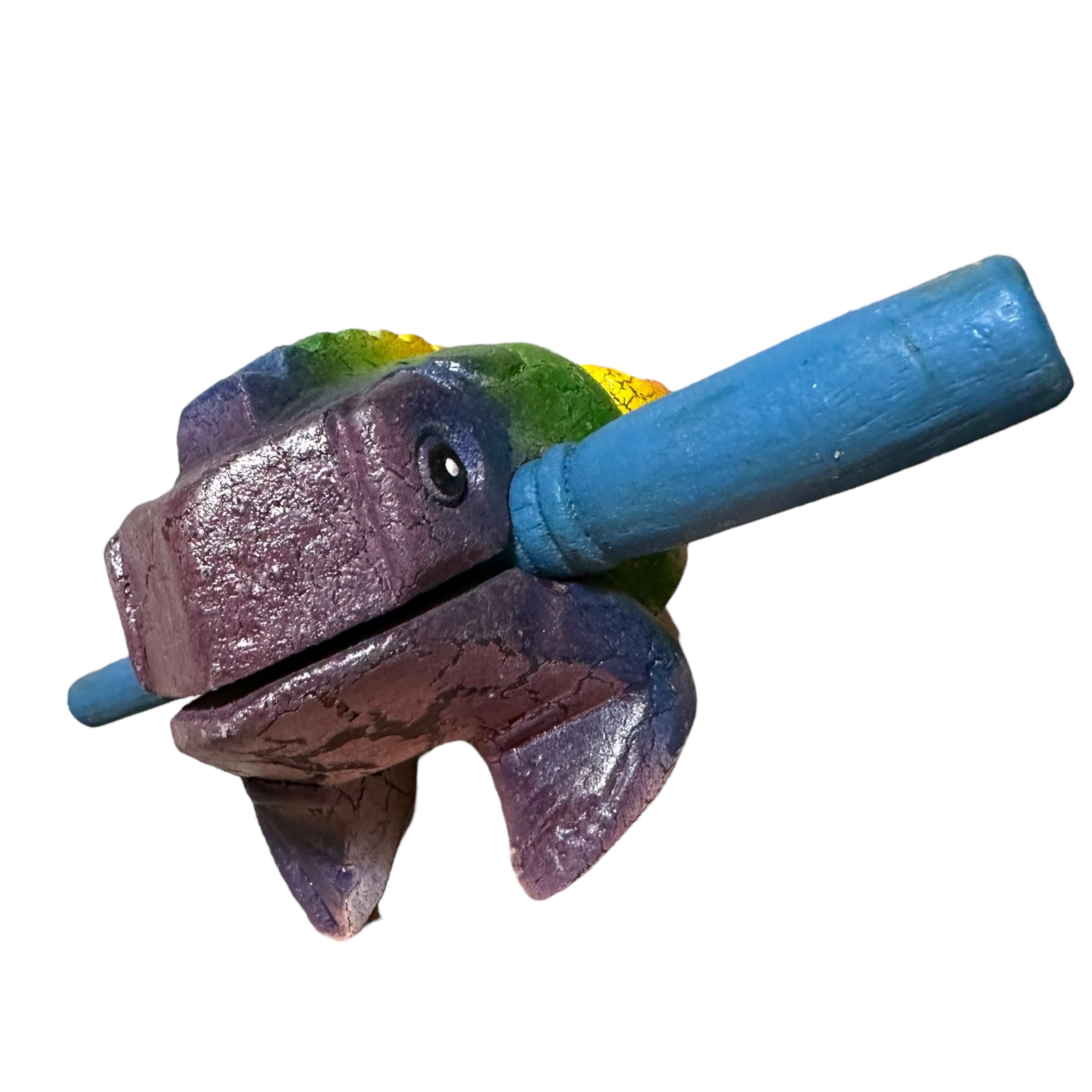 4" Wooden Musical Frog - Rainbow Design (percussion Instrument)
