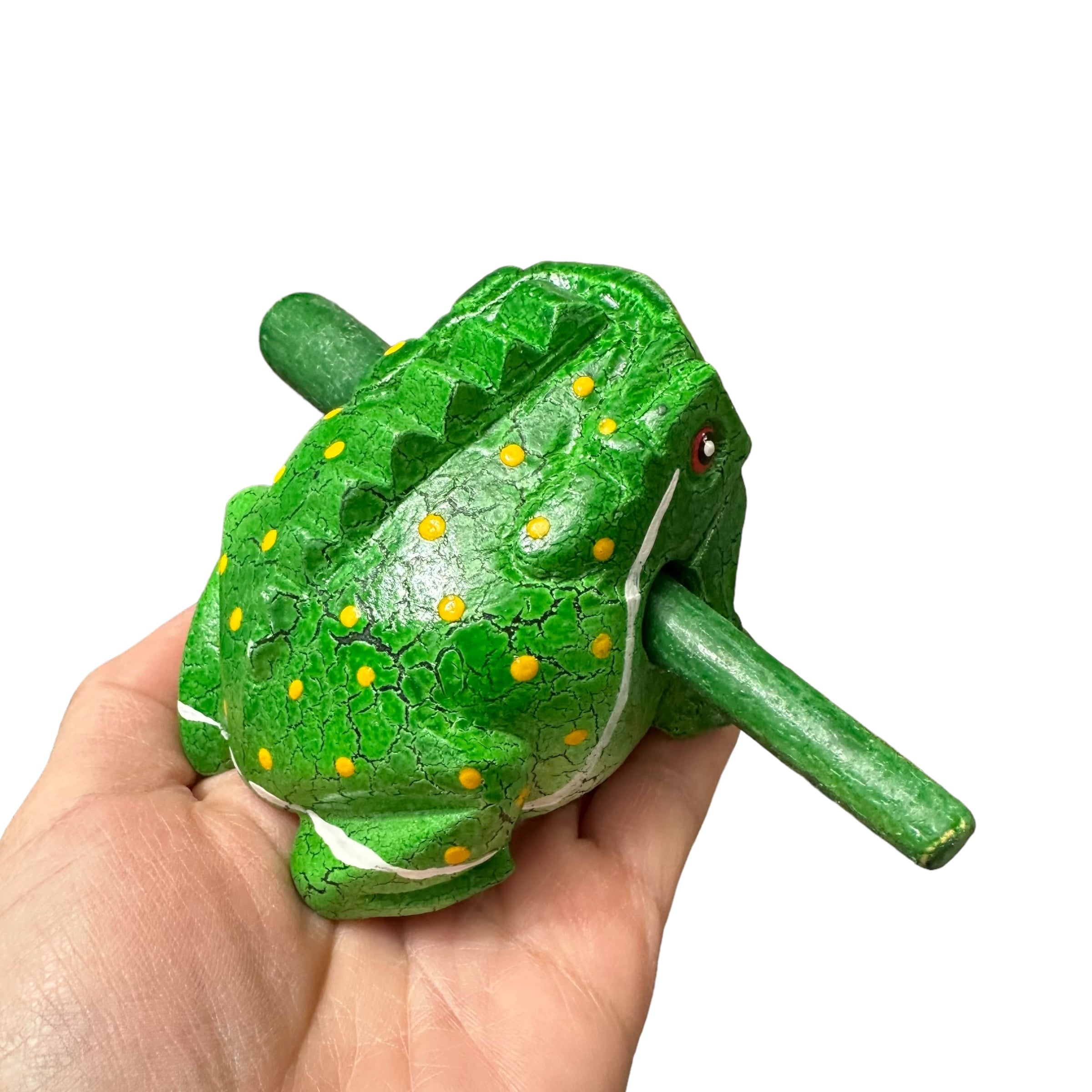 3" Wooden Musical Frog - Green Leaf Design (percussion Instrument)
