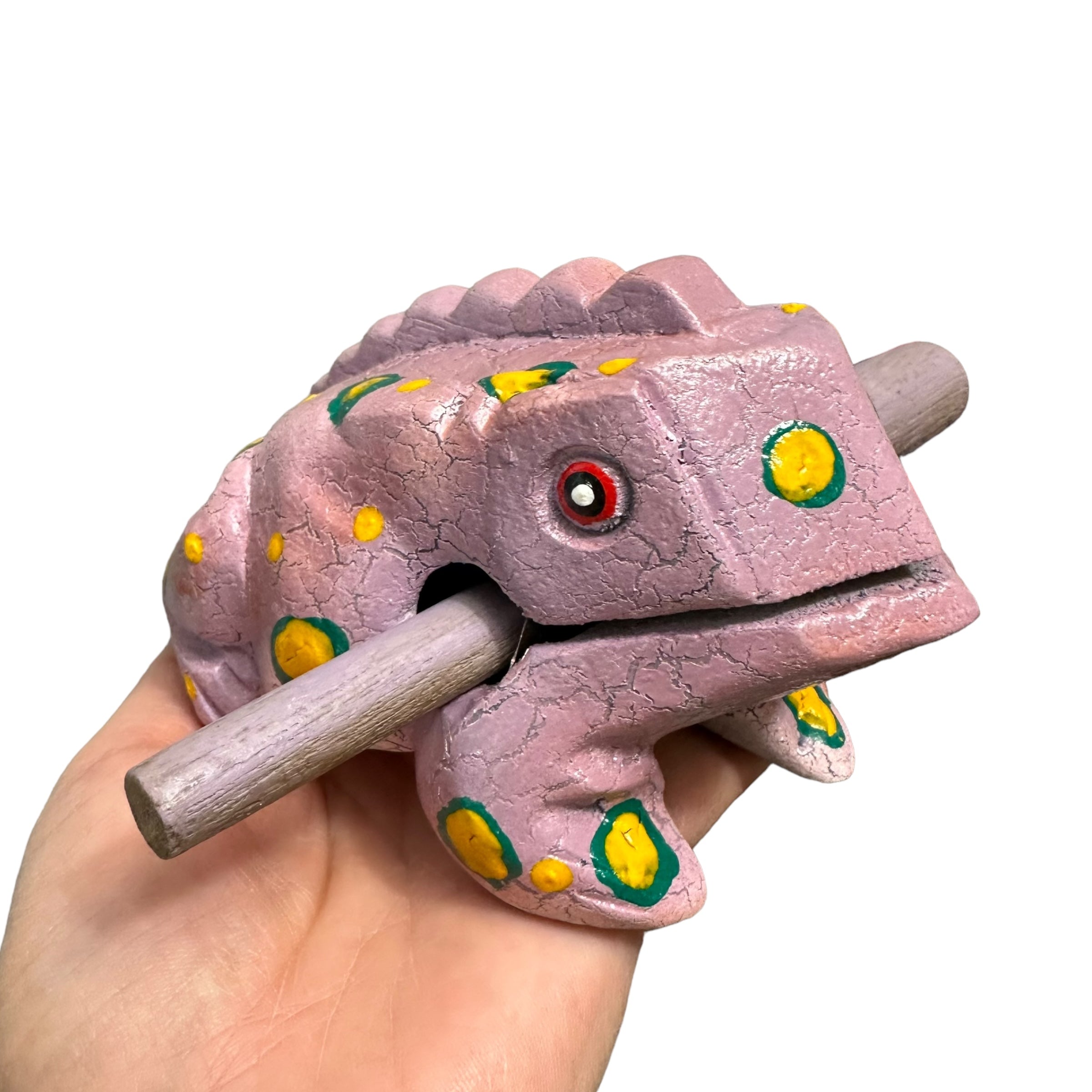4" Wooden Musical Frog - Lavender Design (percussion Instrument)